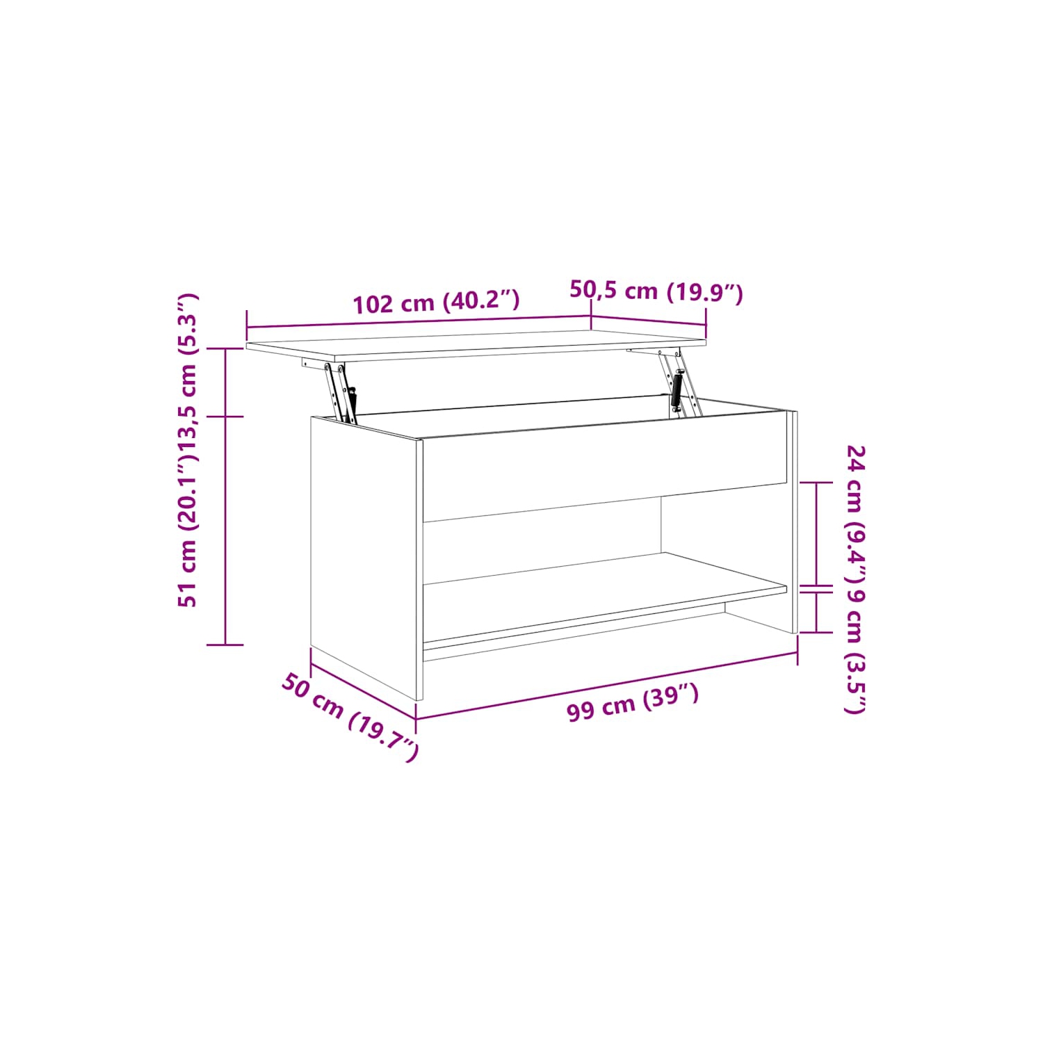 809651 vidaXL Coffee Table Concrete Grey 102x50x52,5 cm Engineered Wood