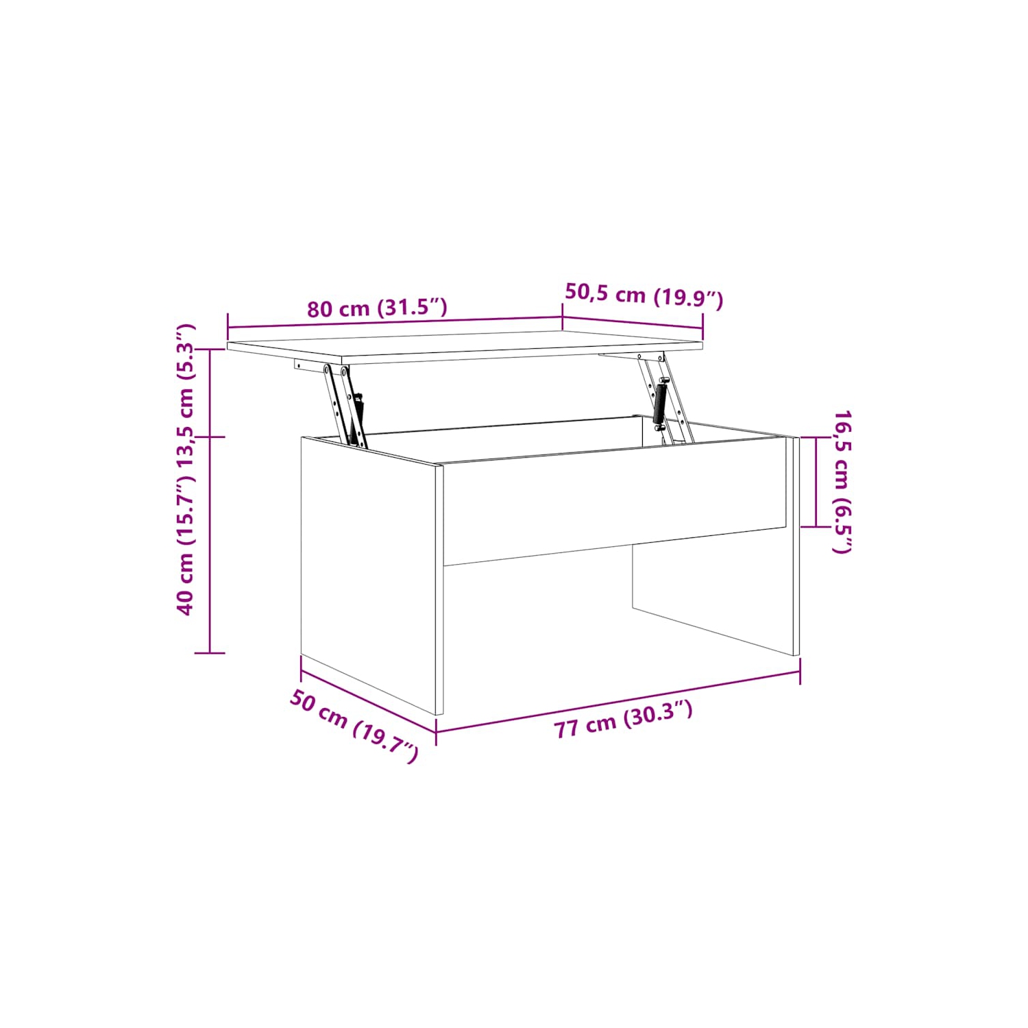 vidaXL Coffee Table Brown Oak 80x50.5x41.5 cm Engineered Wood