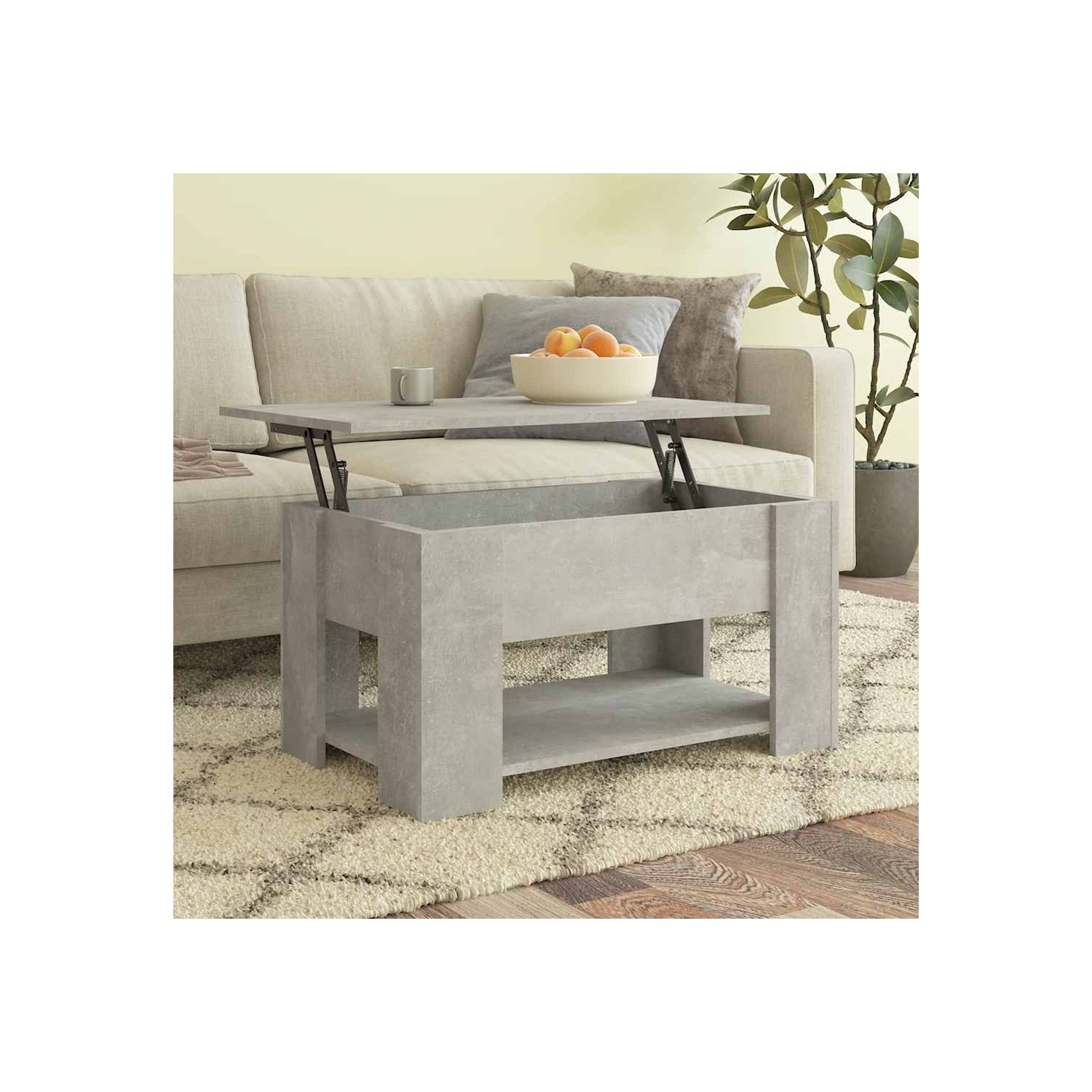 Table basse en béton de vidaXL, gris, 79 x 49 x 41&nbsp;cm, bois d'ingénierie