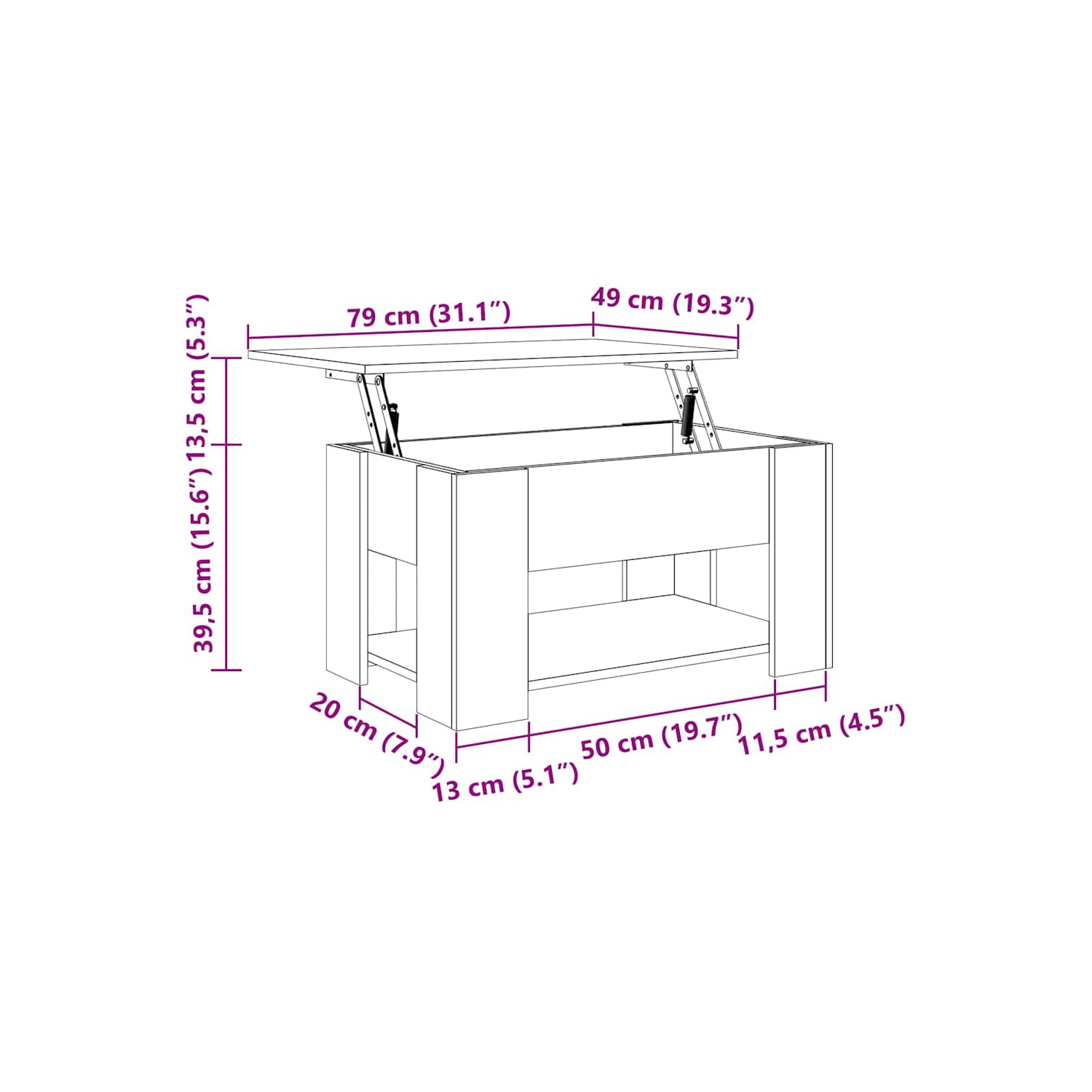 vidaXL Coffee Table Sonoma Oak 79x49x41 cm Engineered Wood
