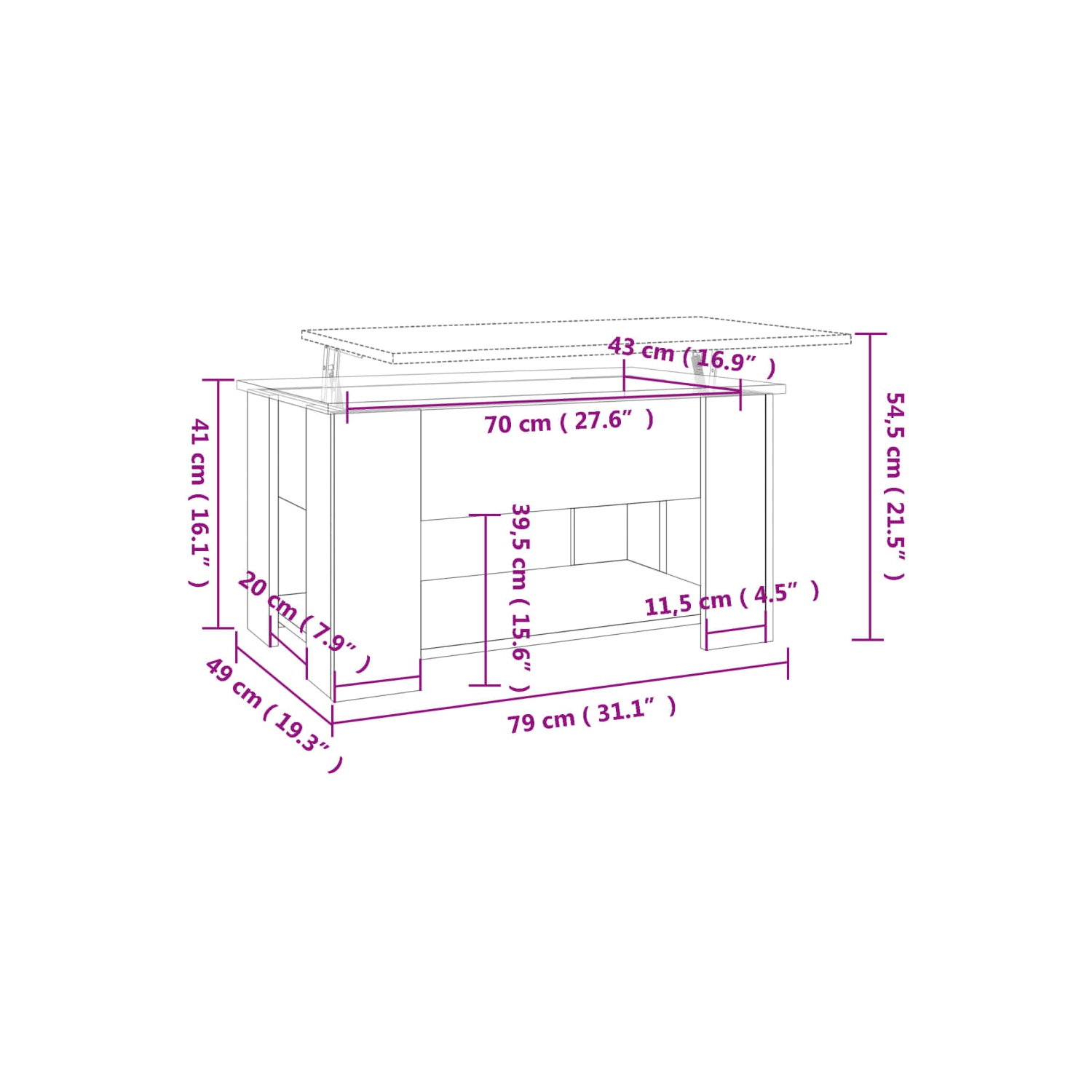 vidaXL Coffee Table White 79x49x41 cm Engineered Wood