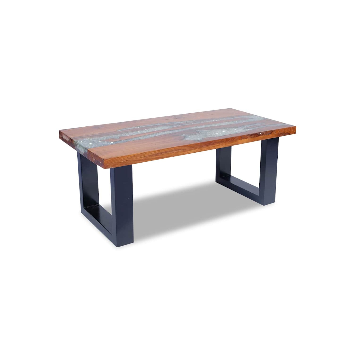 Table basse rectangulaire vidaXL, entièrement fabriquée à la main, 39 x 4 x 15,8&nbsp;po, bois de teck massif, multicolore