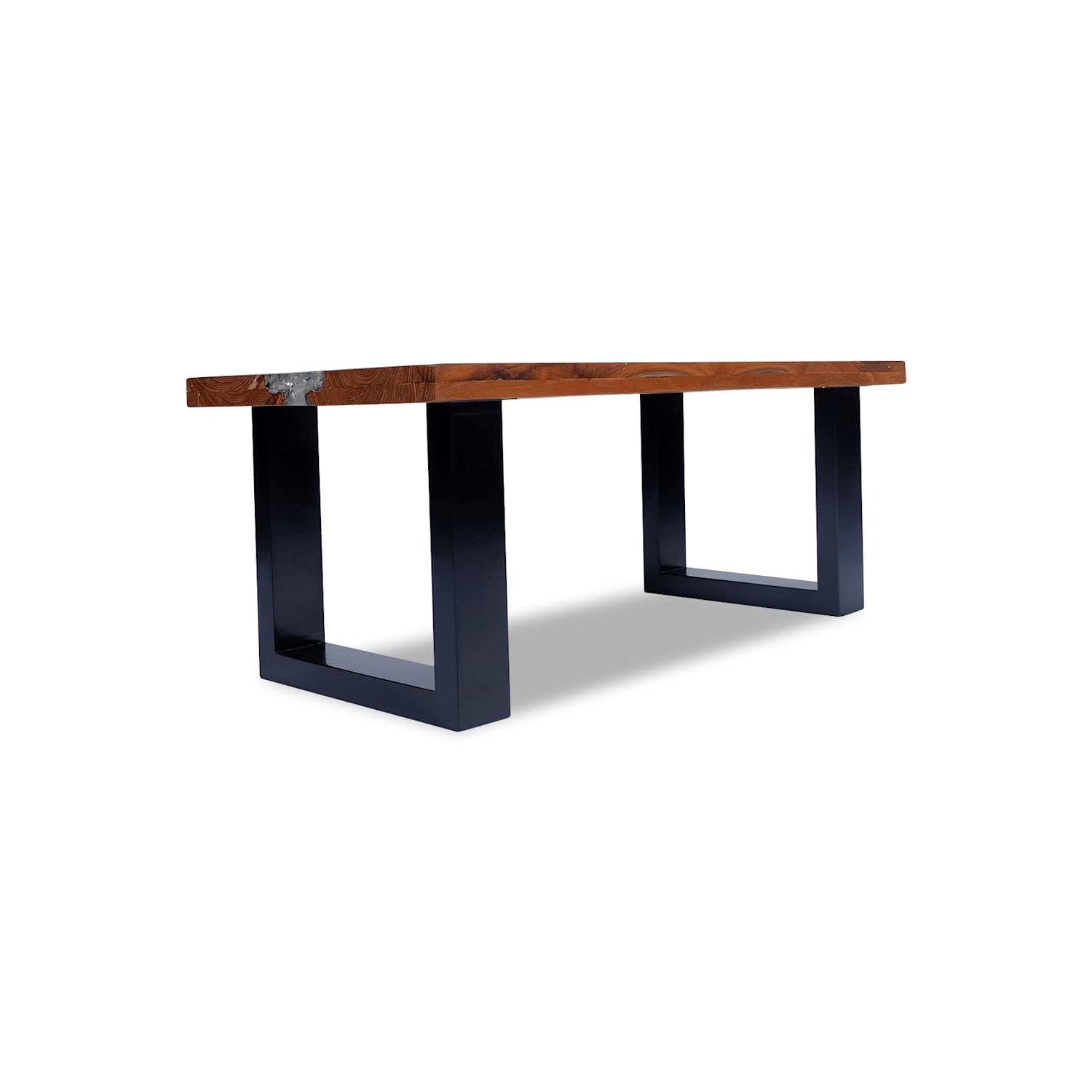 Table basse rectangulaire vidaXL, entièrement fabriquée à la main, 39 x 4 x 15,8&nbsp;po, bois de teck massif, multicolore