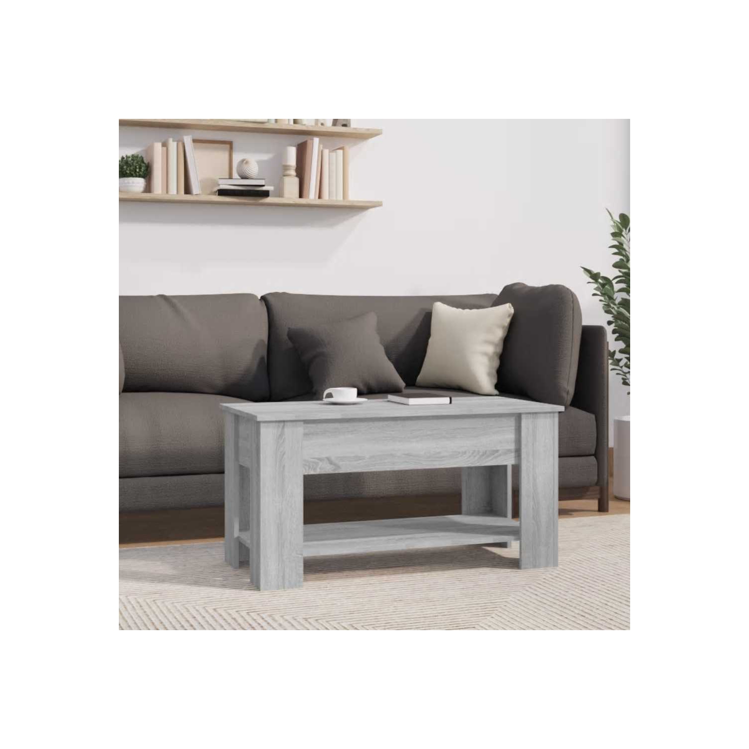 vidaXL Coffee Table Grey Sonoma 101x49x52 cm Engineered Wood