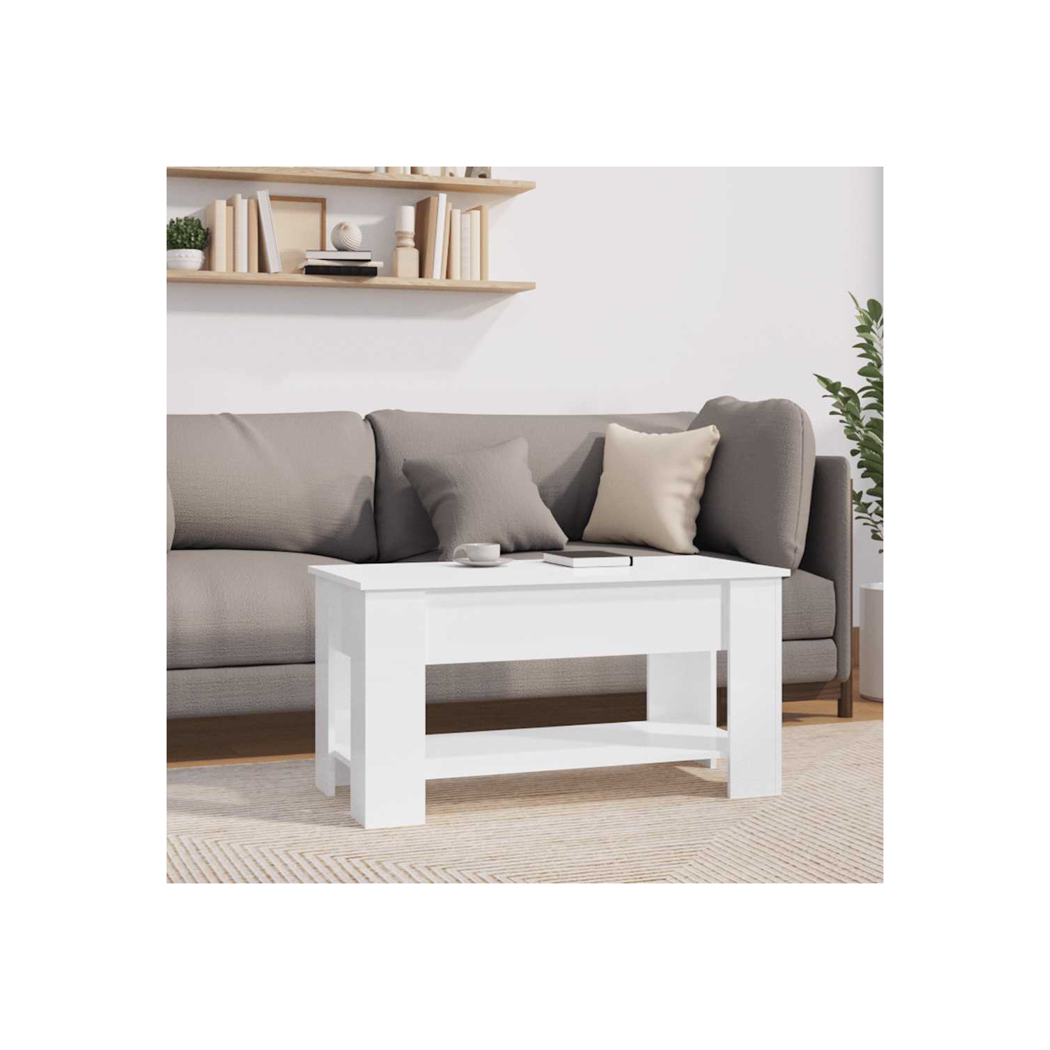 vidaXL Coffee Table High Gloss White 101x49x52 cm Engineered Wood
