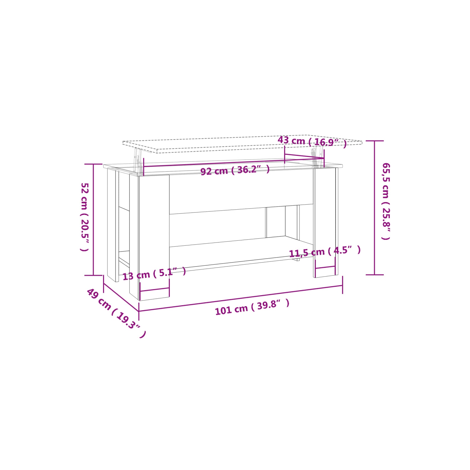 vidaXL Coffee Table High Gloss White 101x49x52 cm Engineered Wood