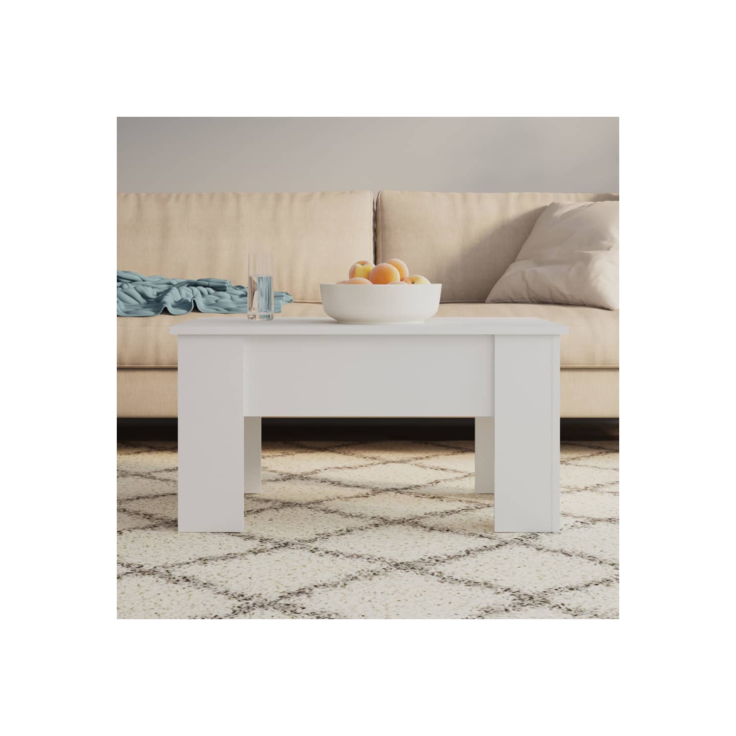 vidaXL Coffee Table White 79x49x41 cm Engineered Wood