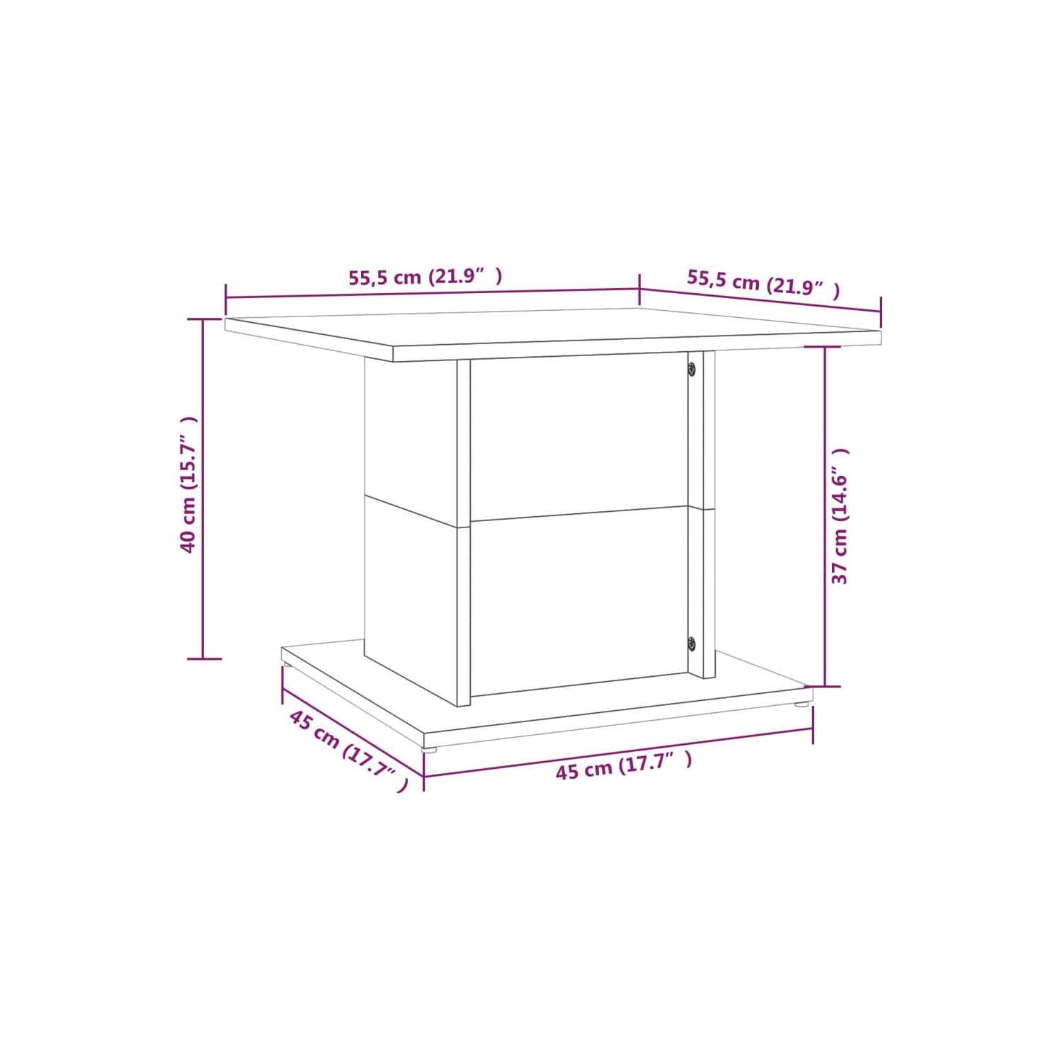 vidaXL Coffee Table Sonoma Oak 55.5x55.5x40 cm Engineered Wood