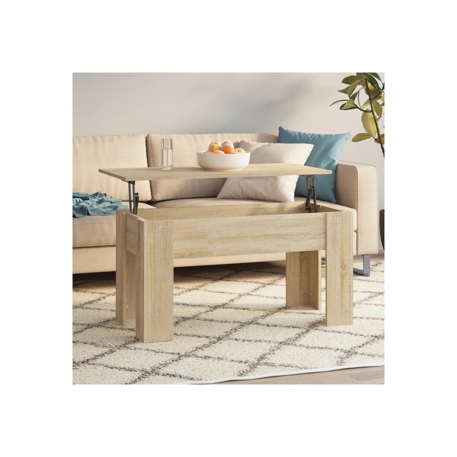 vidaXL Coffee Table Sonoma Oak 101x49x52 cm Engineered Wood