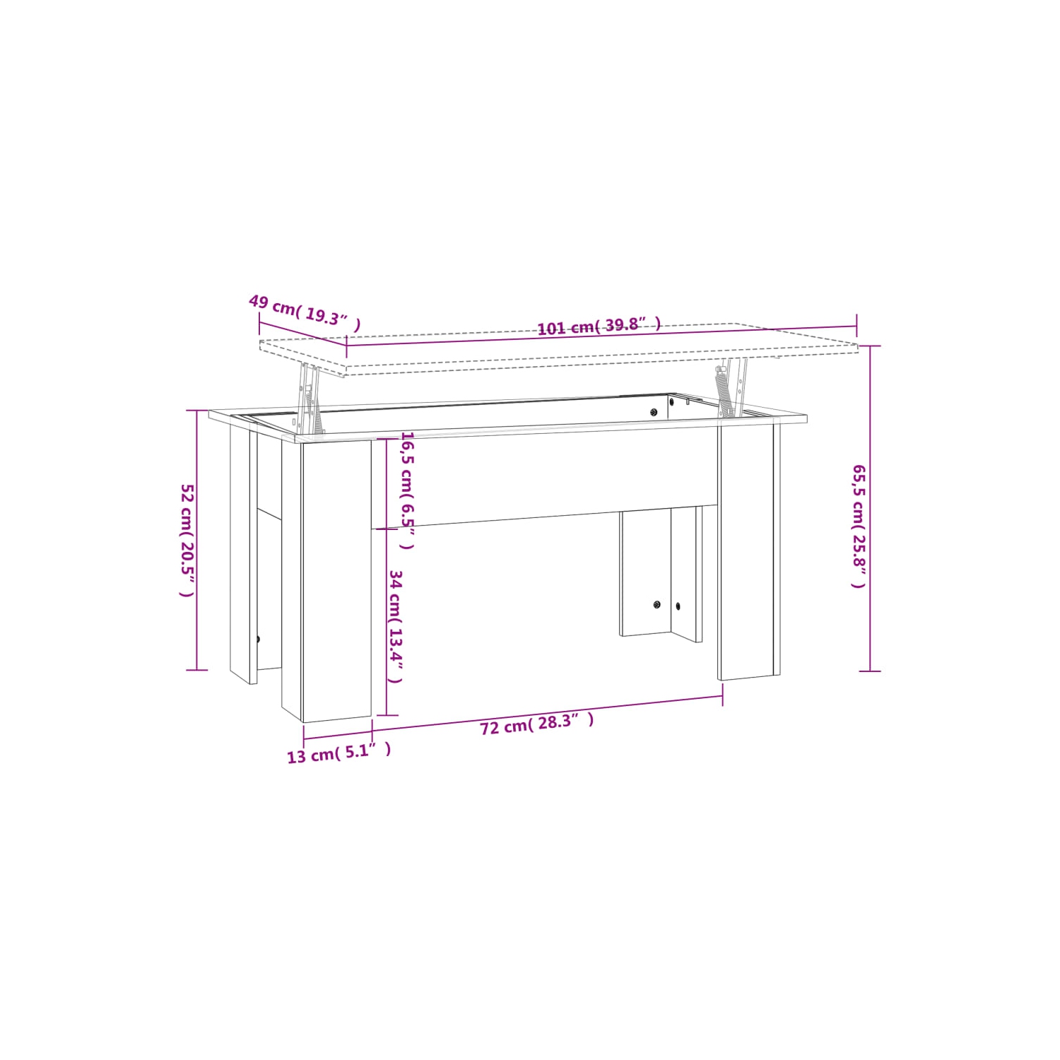 vidaXL Coffee Table Sonoma Oak 101x49x52 cm Engineered Wood
