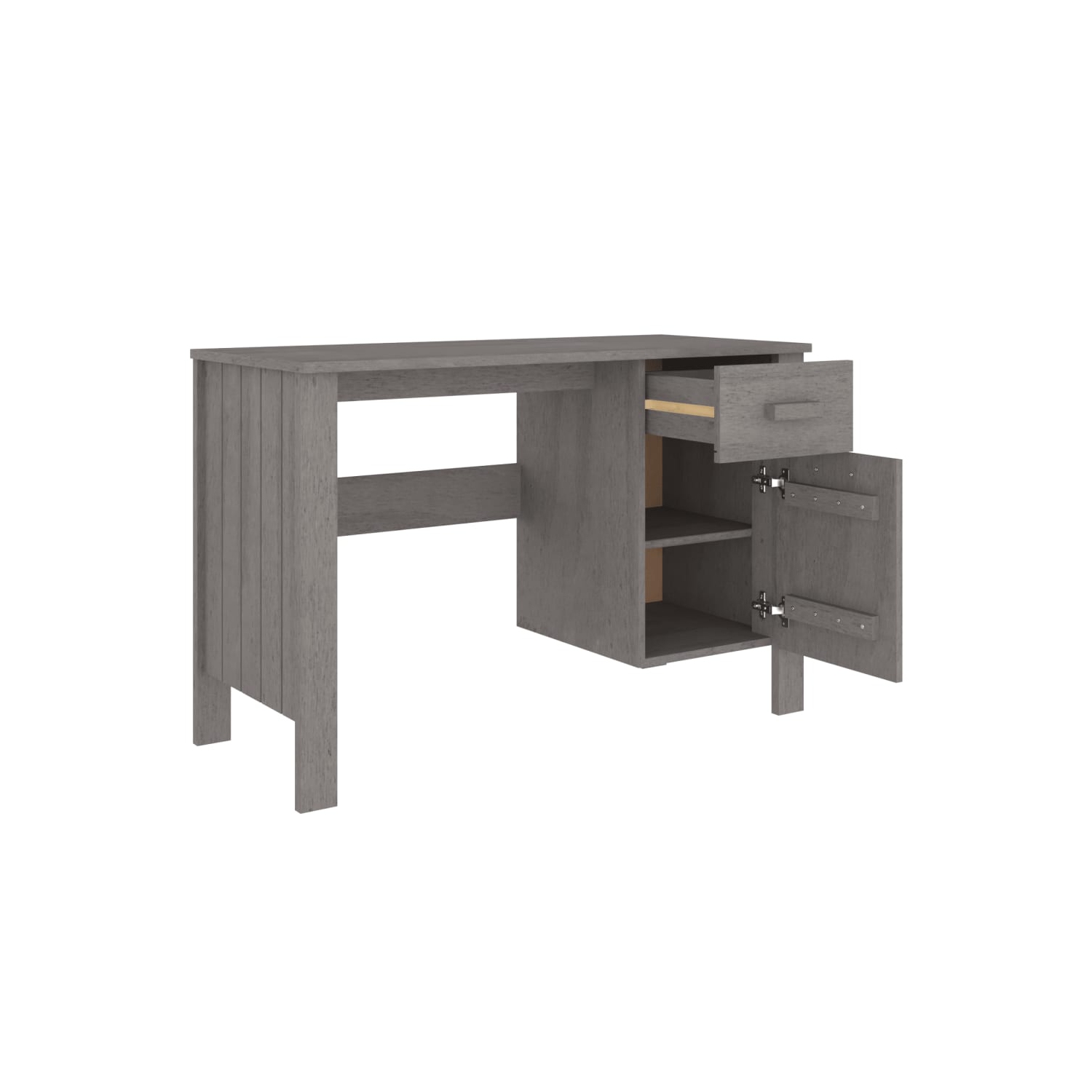 vidaXL Desk HAMAR Light Grey 113x50x75 cm Solid Wood Pine