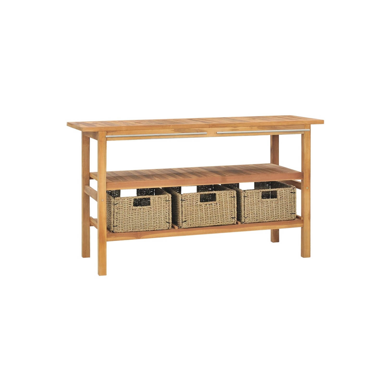 vidaXL Bathroom Vanity Cabinet with 3 Baskets Solid Wood Teak 132x45x75 cm