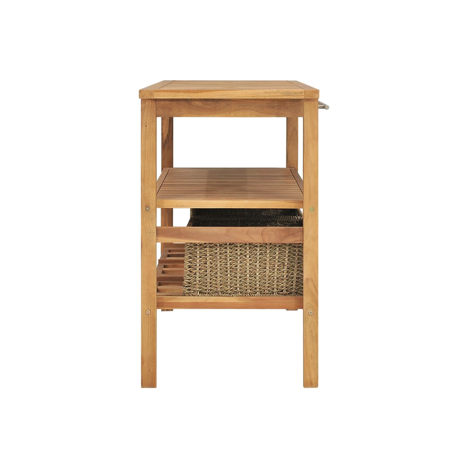 vidaXL Bathroom Vanity Cabinet with 3 Baskets Solid Wood Teak 132x45x75 cm