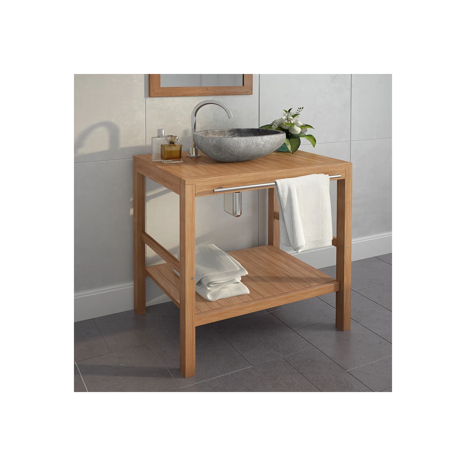 vidaXL Bathroom Vanity Cabinet Solid Teak 74x45x75 cm