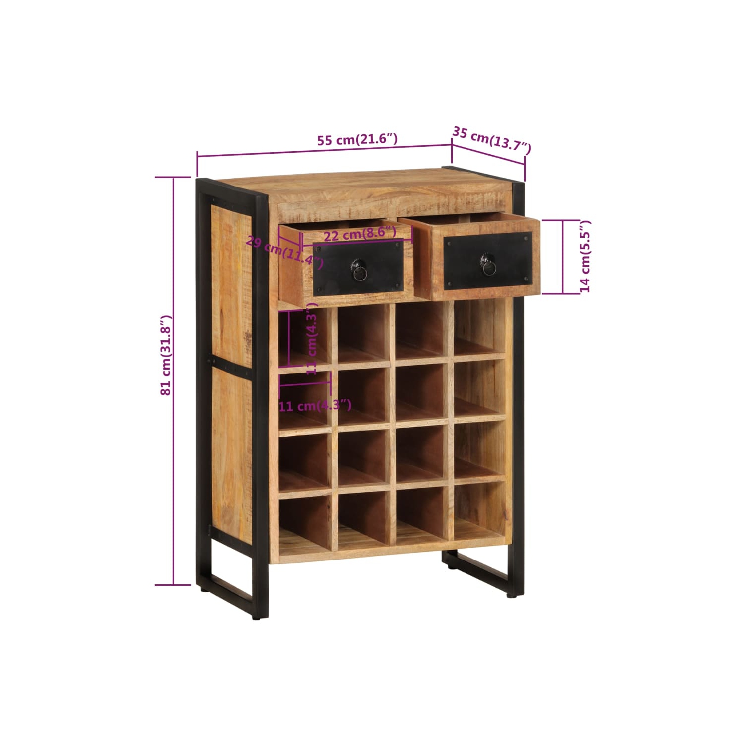 vidaXL Wine Rack for 16 Bottles Solid Wood Mango