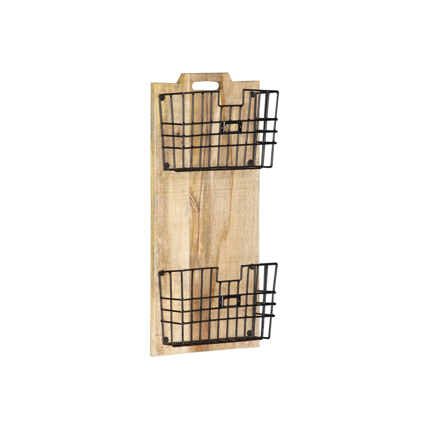 vidaXL Wall-mounted Magazine Rack 33x10x67 cm Solid Rough Mango Wood