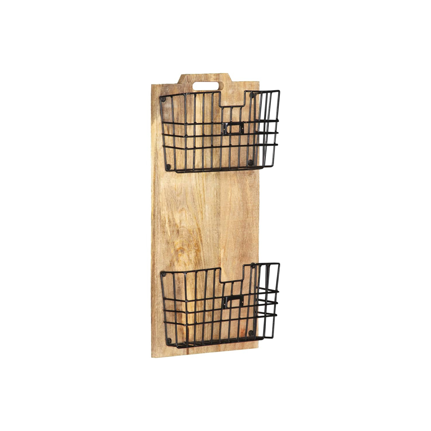 vidaXL Wall-mounted Magazine Rack 33x10x67 cm Solid Rough Mango Wood