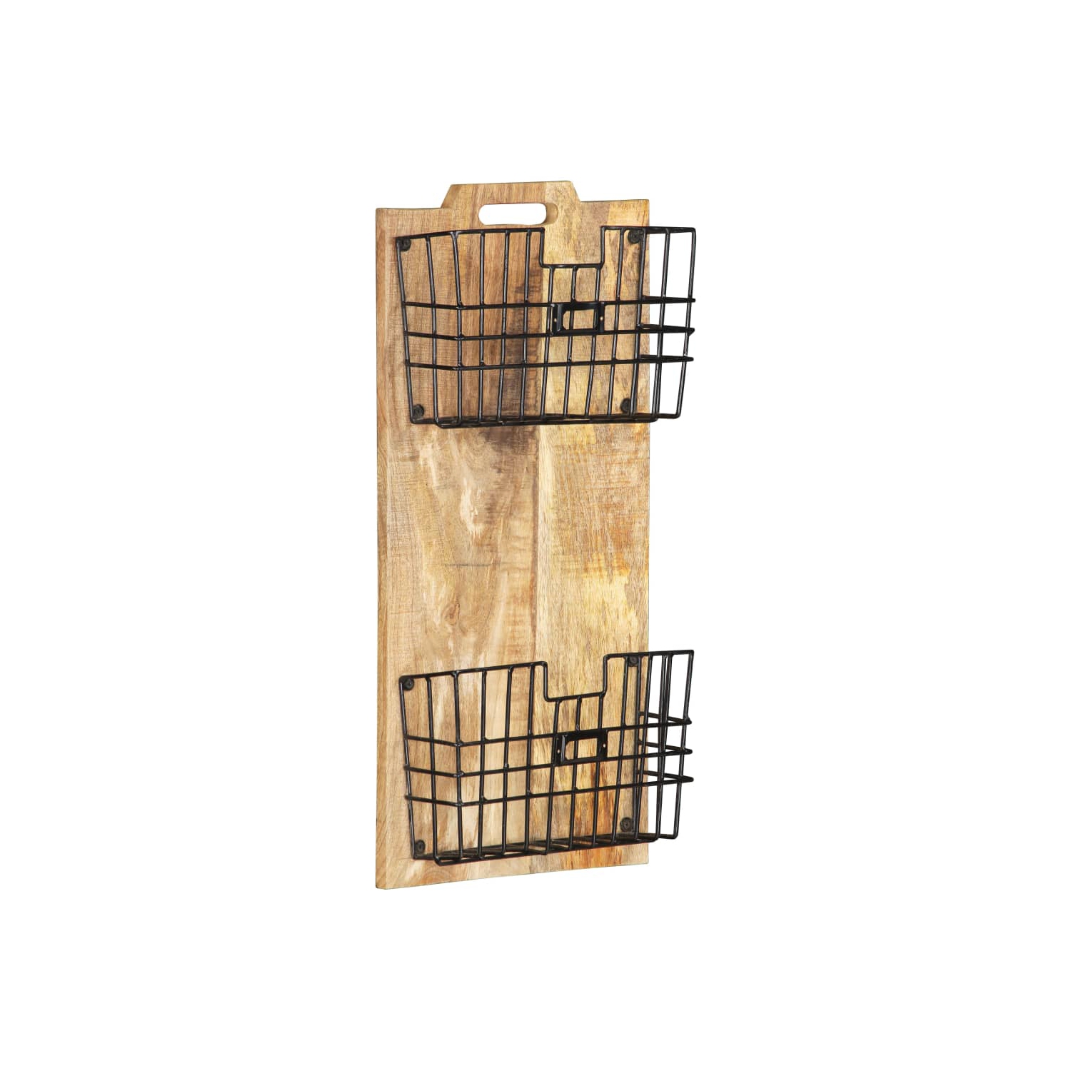 vidaXL Wall-mounted Magazine Rack 33x10x67 cm Solid Rough Mango Wood