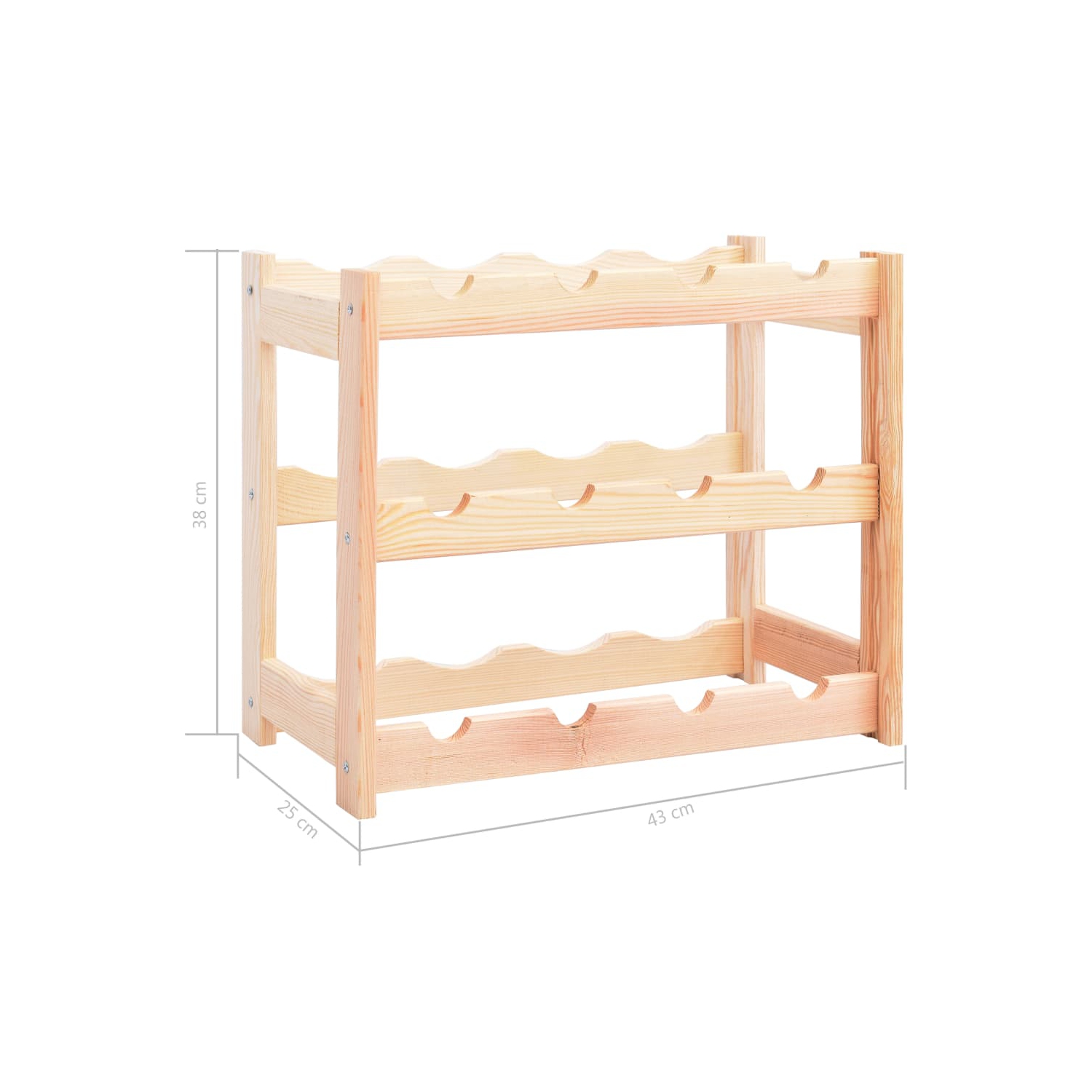 vidaXL Wine Rack for 12 Bottles Pinewood
