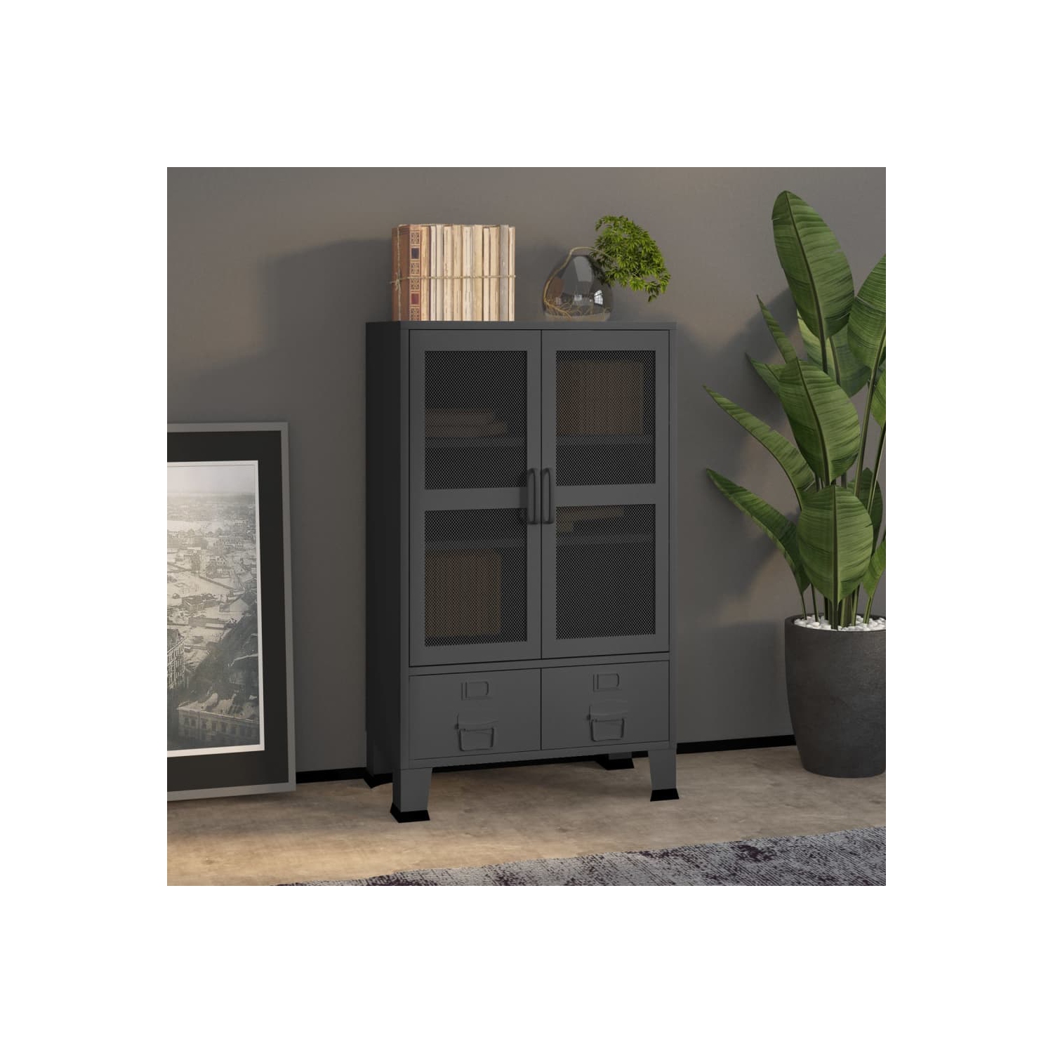 vidaXL Industrial Storage Chest Anthracite Metal