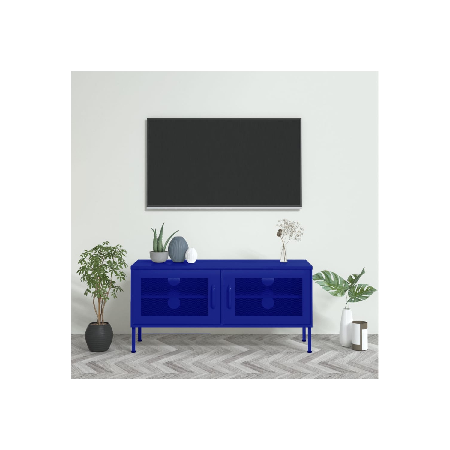vidaXL TV Cabinet Navy Blue 105x35x50 cm Steel