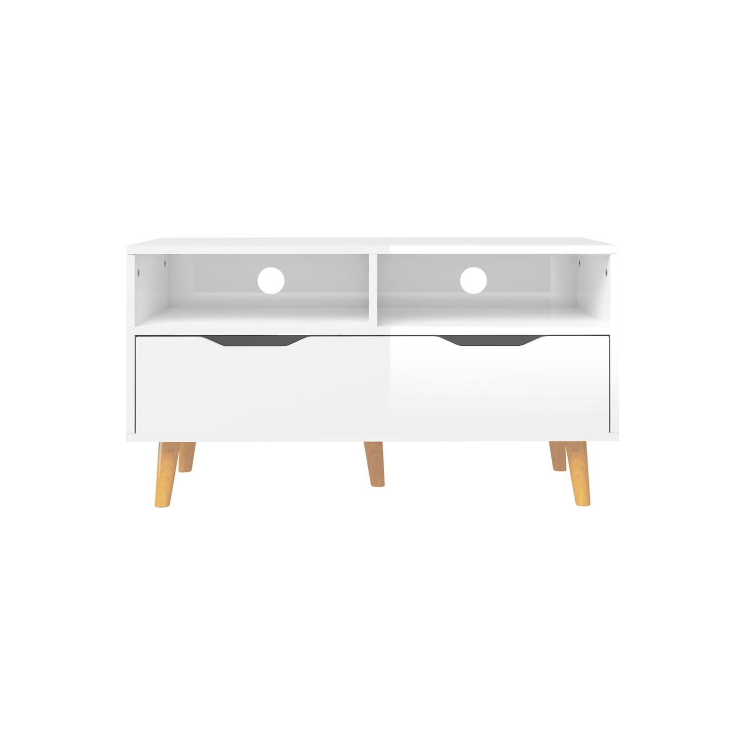 Meuble pour téléviseur vidaXL blanc lustré 90x40 x 48,5 cm bois d'ingénierie