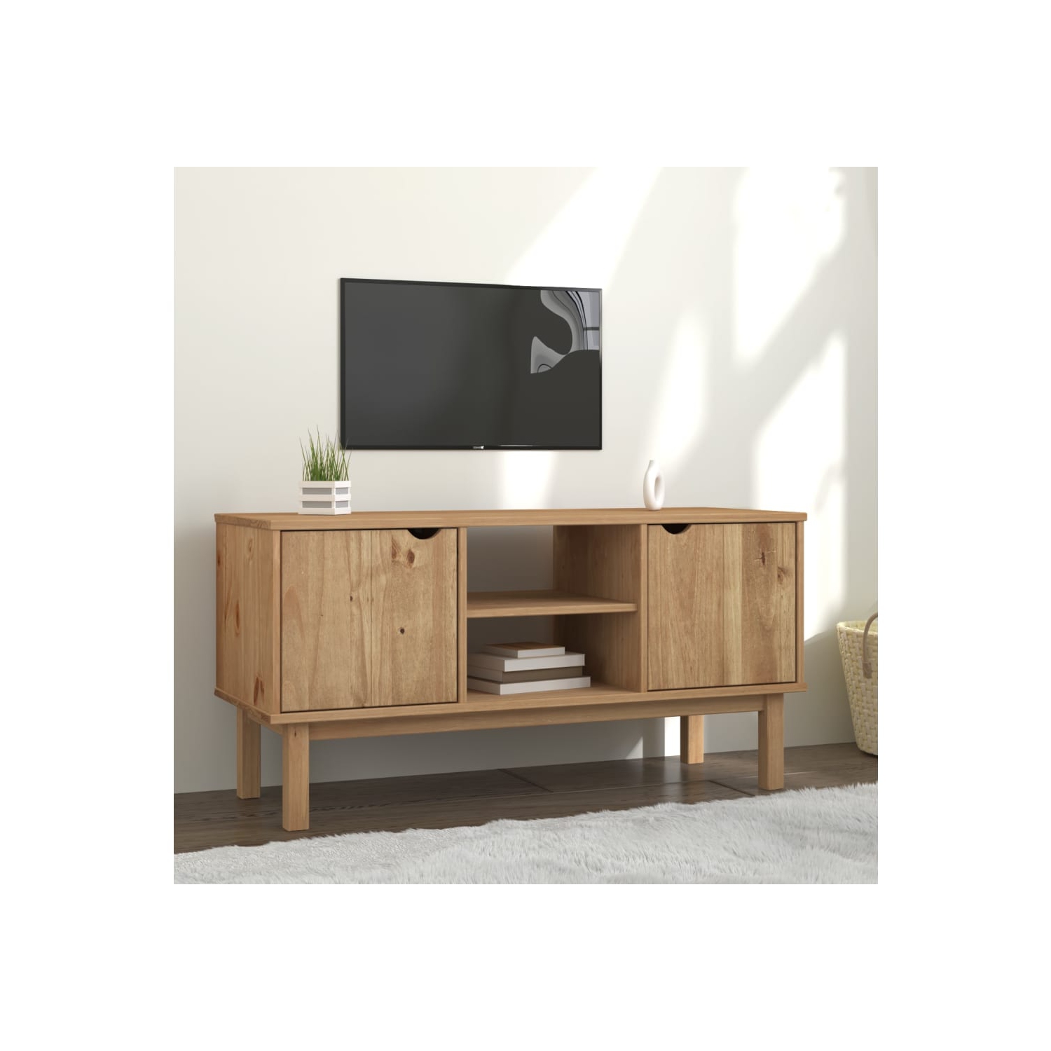 vidaXL TV Cabinet OTTA 113.5x43x57 cm Solid Wood Pine