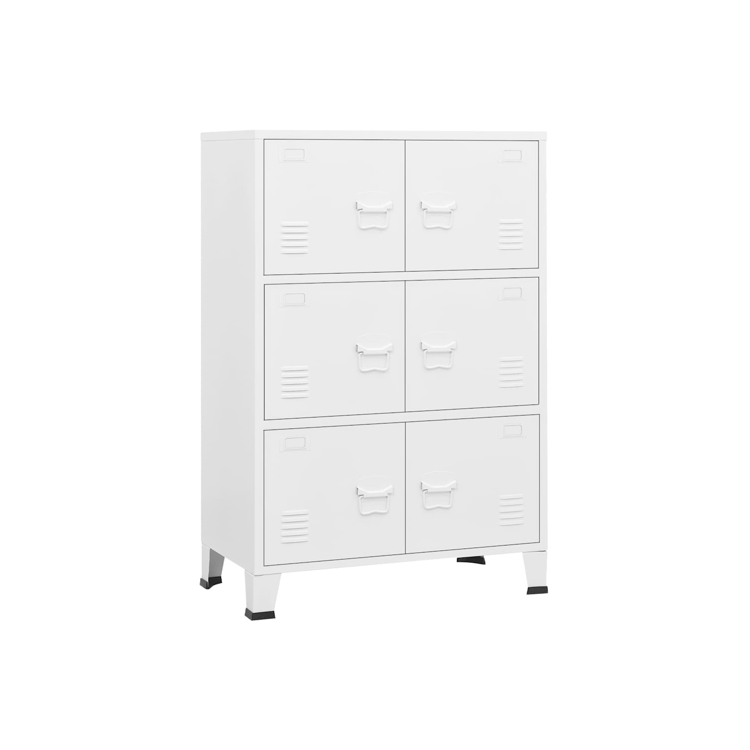 vidaXL Storage Chest, Metal Storage Cabinet with 6 Doors, Metal Handle, 29.5''x15.8''x45.3'', White