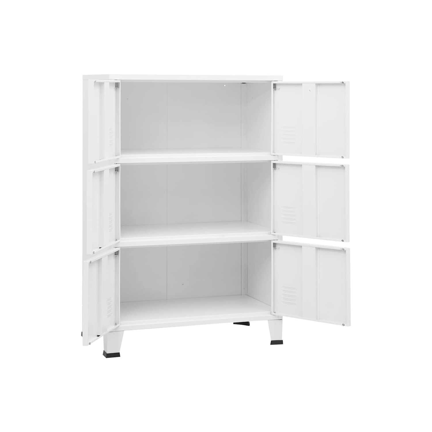 VidaXL – Coffre de rangement en métal avec 6 portes, poignée en métal, 29 x 5 x 45,3 po, blanc