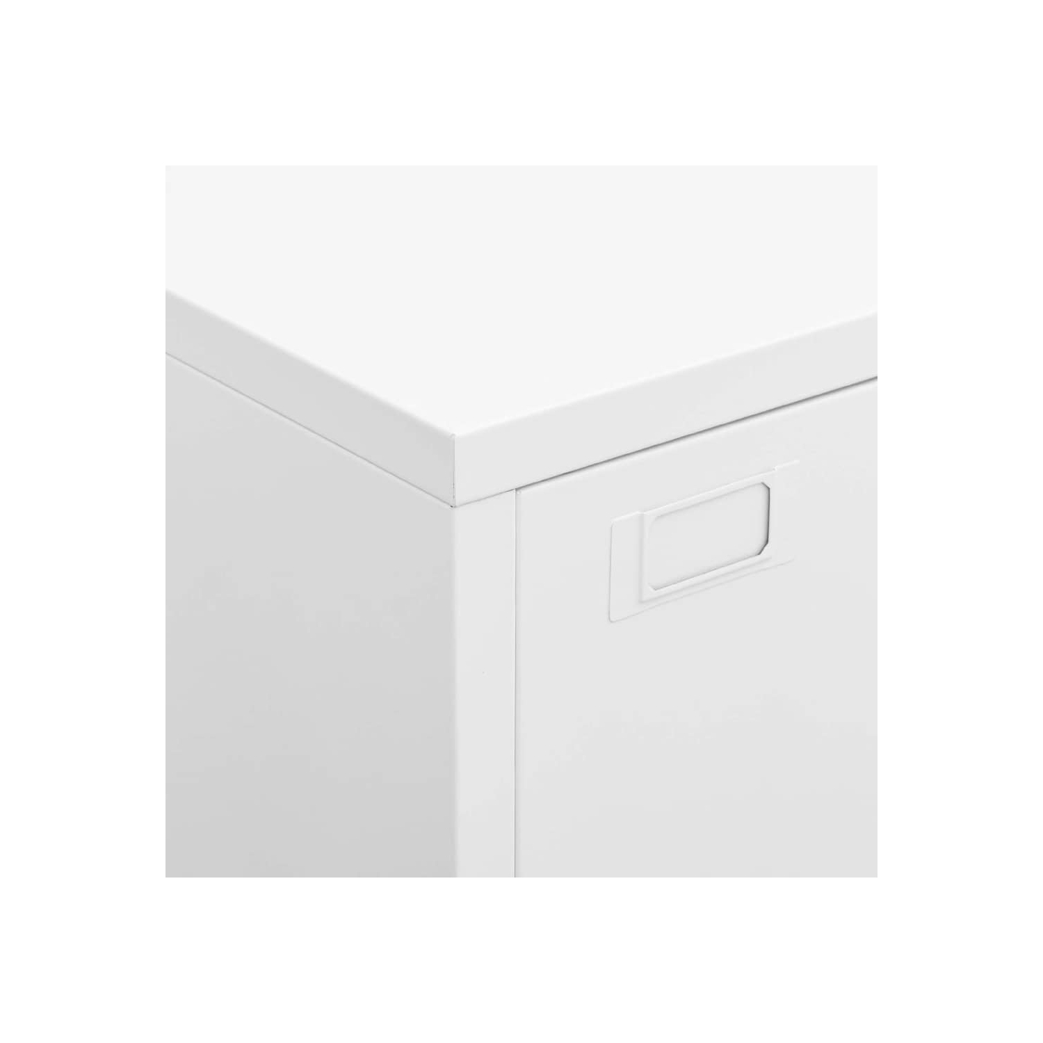 VidaXL – Coffre de rangement en métal avec 6 portes, poignée en métal, 29 x 5 x 45,3 po, blanc