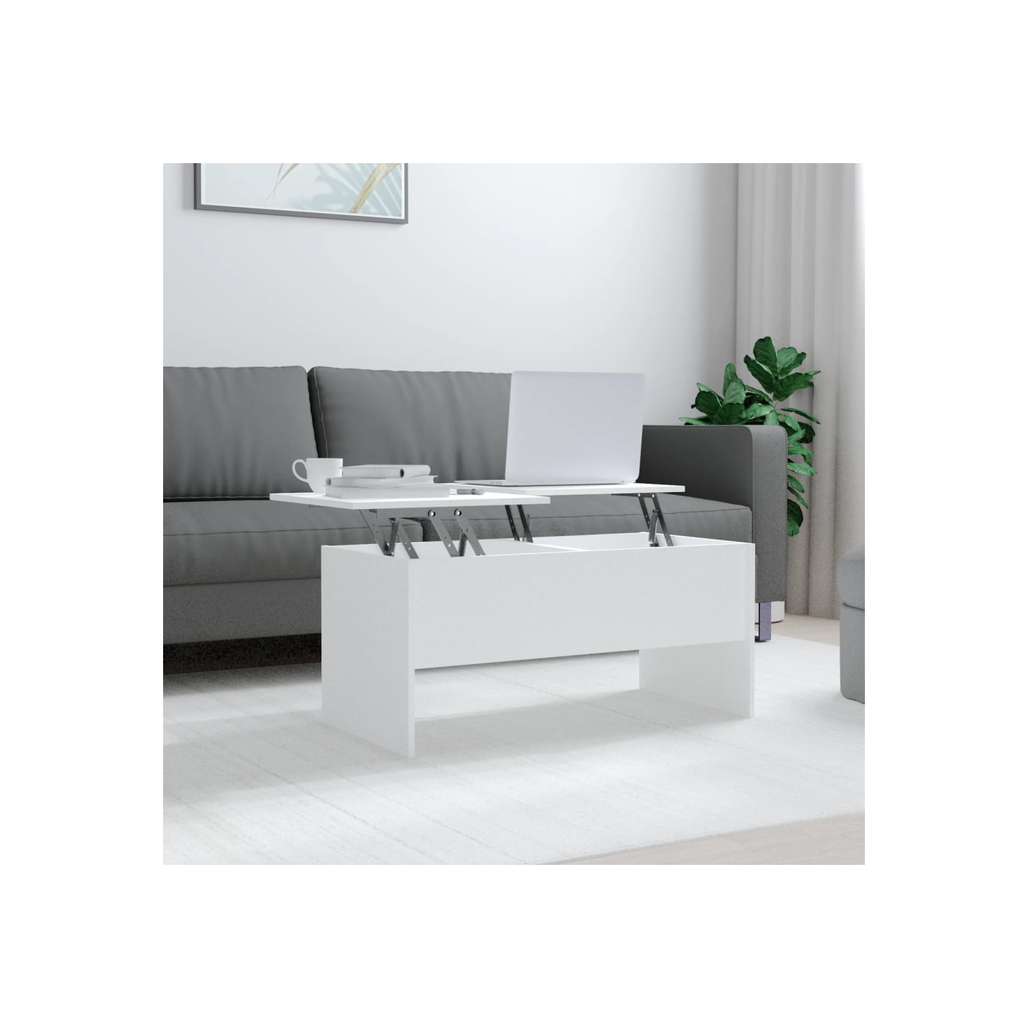 Table basse blanche de 10 x 50 x 5 x 30 po en bois d'ingénierie de 46,5&nbsp;cm