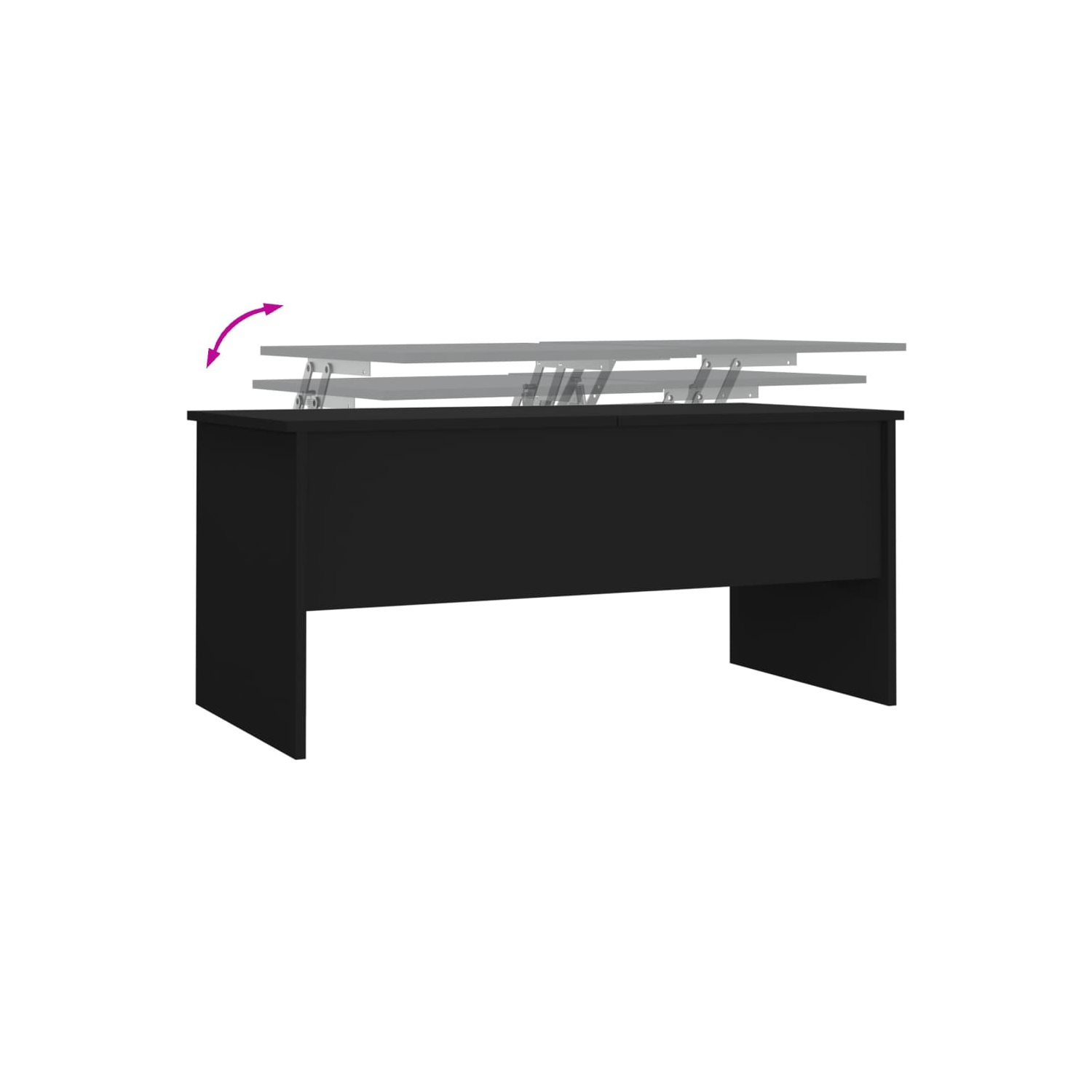 Table à café noir de 102x50,5x46,5&nbsp;cm en bois d'ingénierie