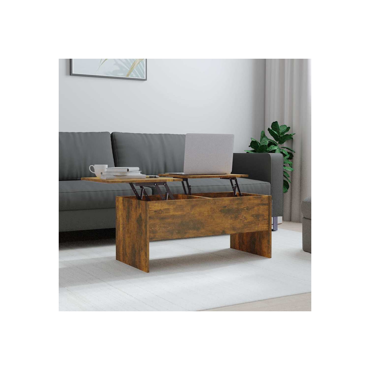 Table basse au fini chêne fumé de 102x50,5x46,5&nbsp;cm