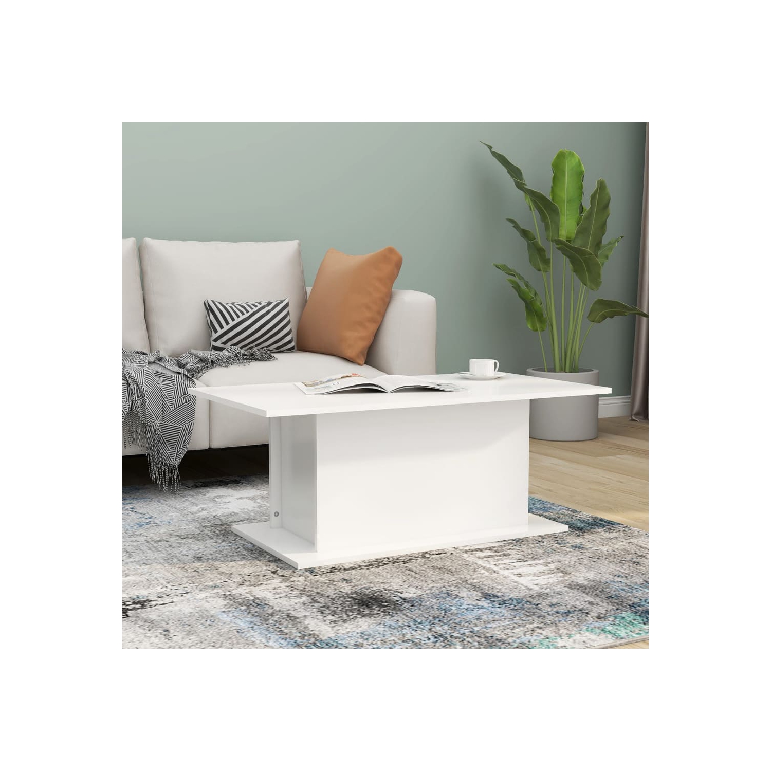 vidaXL Coffee Table White 102x55.5x40 cm Engineered Wood