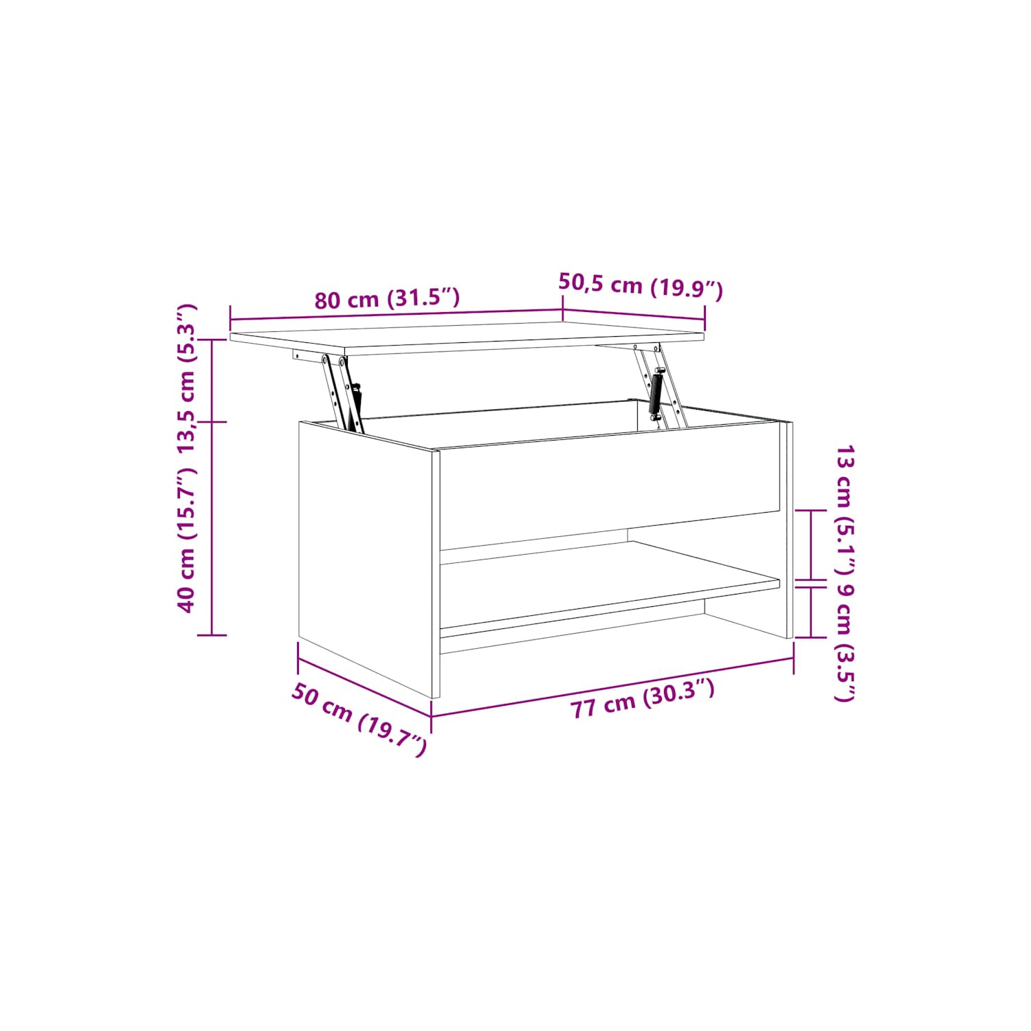 vidaXL Coffee Table Concrete Grey 80x50x40 cm Engineered Wood