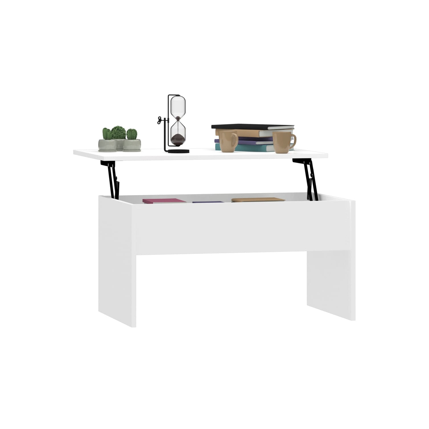 Table basse VisdaXL Blanc très lustré 80 x 50 x 5 x 41,5 cm bois d'ingénierie