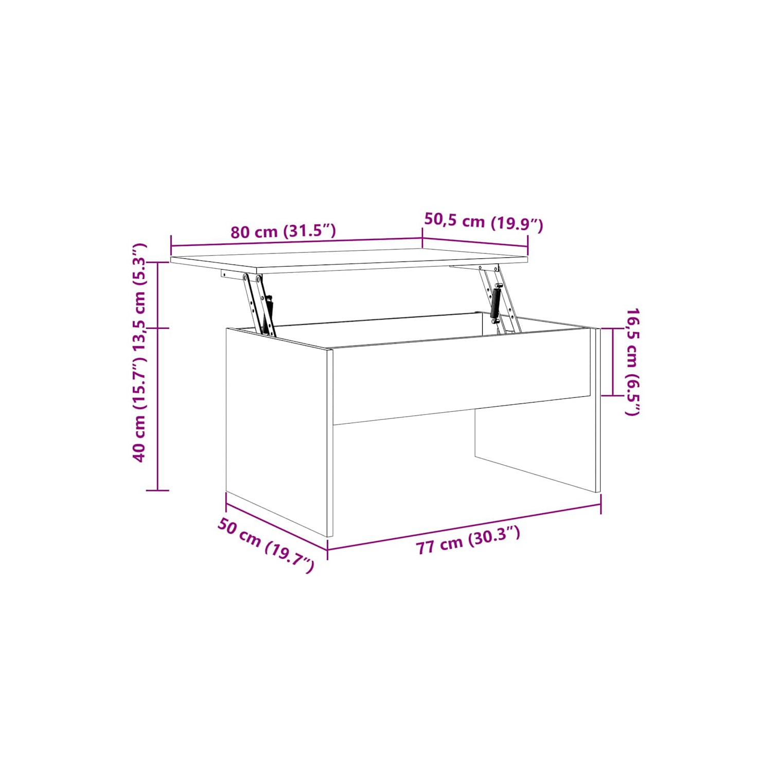 Table basse VisdaXL Blanc très lustré 80 x 50 x 5 x 41,5 cm bois d'ingénierie