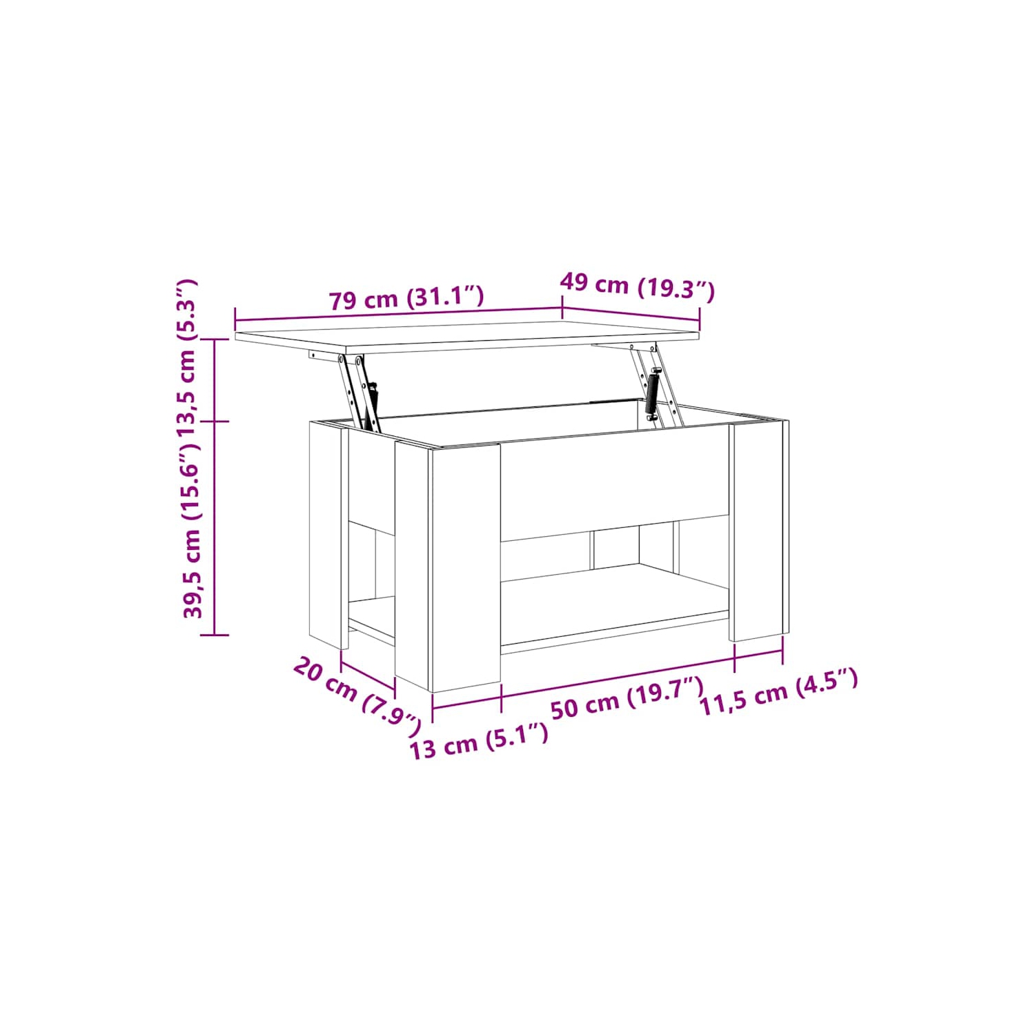 vidaXL Coffee Table High Gloss White 79x49x41 cm Engineered Wood