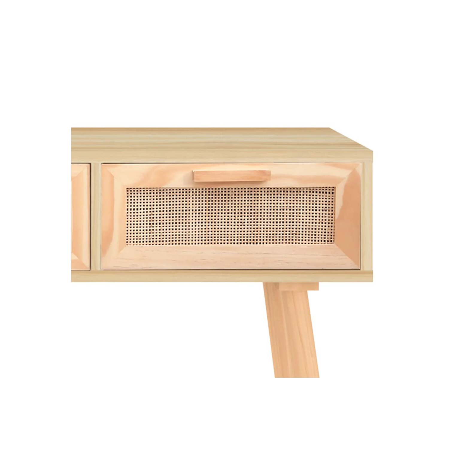 vidaXL Console Table Brown 105x30x75 cm Solid Wood Pine&Natural Rattan