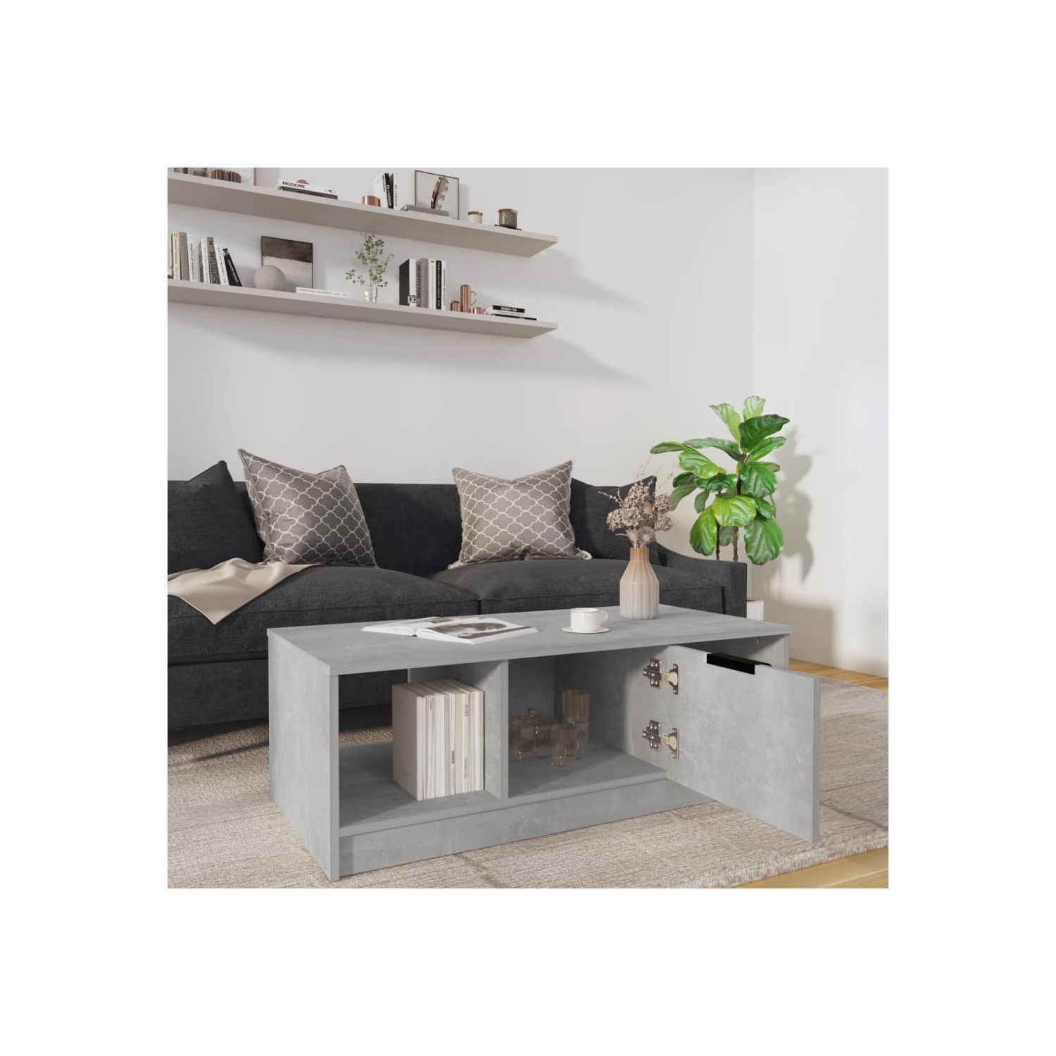 vidaXL Coffee Table Concrete Grey 102x50x36 cm Engineered Wood
