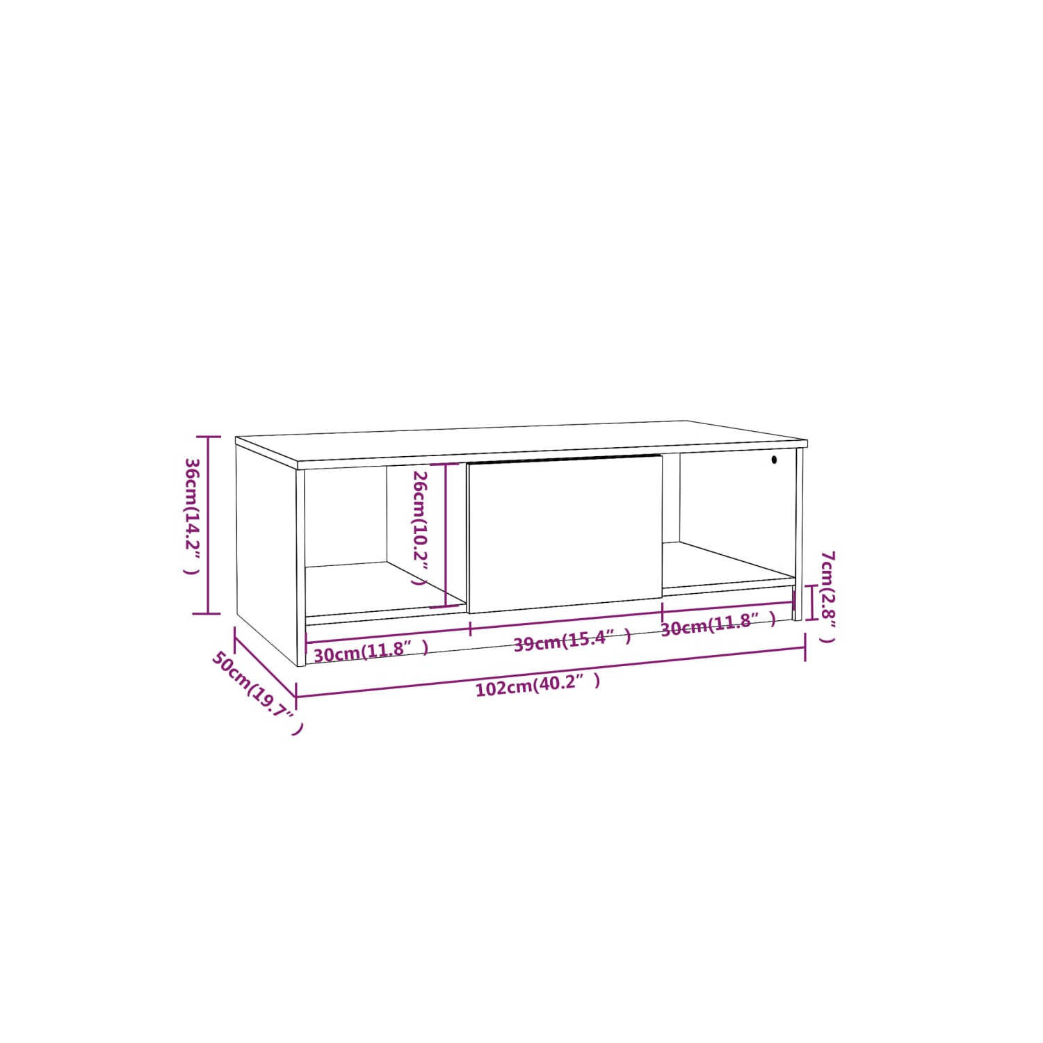 vidaXL Coffee Table Concrete Grey 102x50x36 cm Engineered Wood