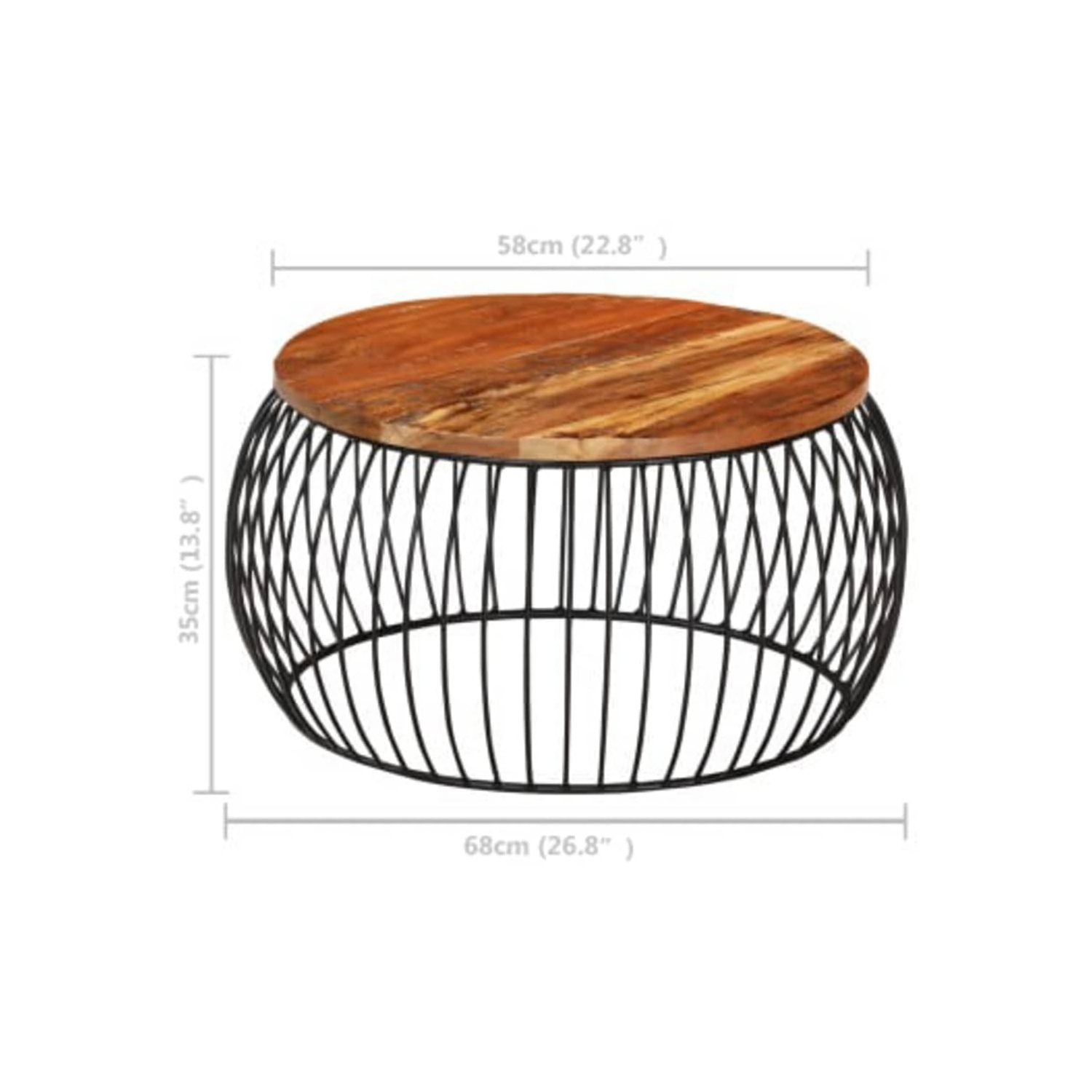 vidaXL Coffee Table Ø68 cm Solid Reclaimed Wood