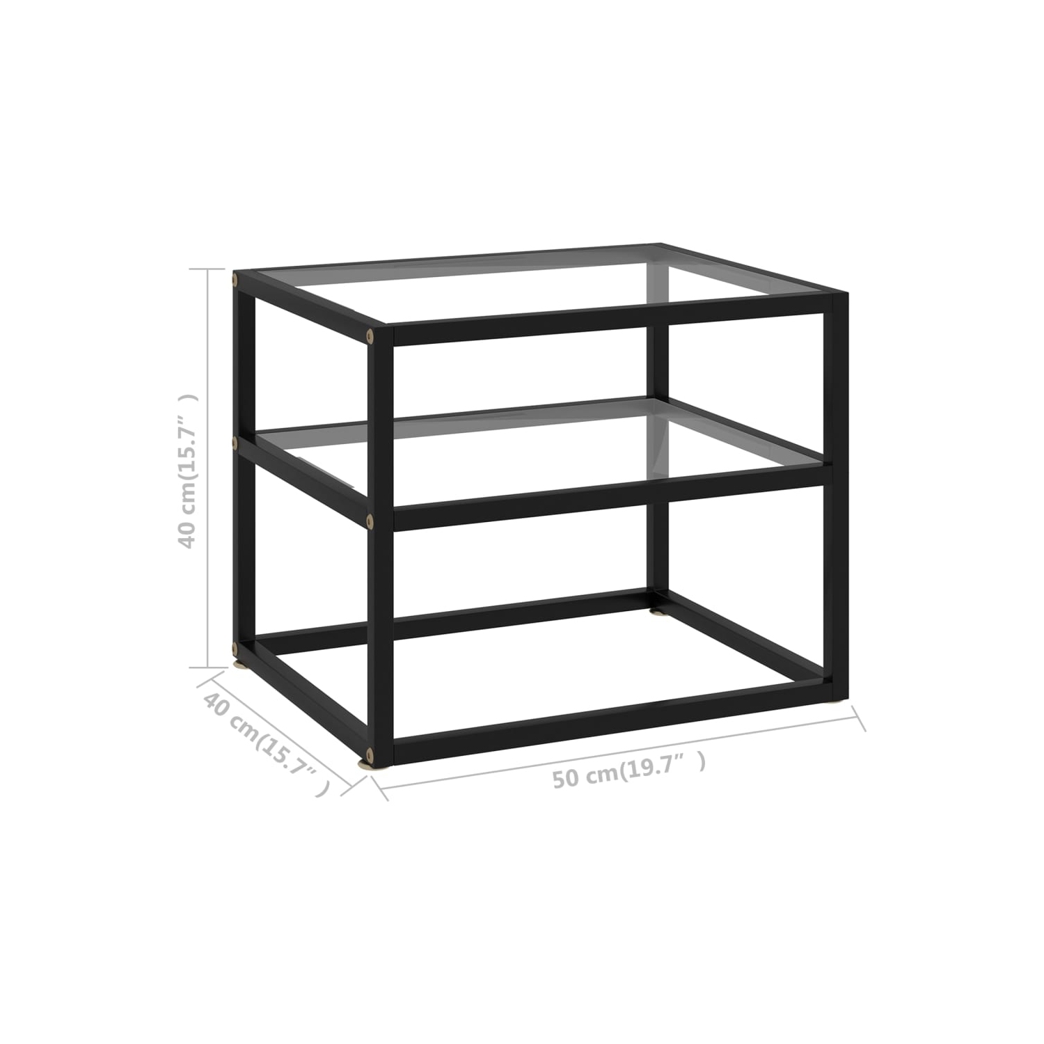 vidaXL Console Table Transparent 50x40x40 cm Tempered Glass