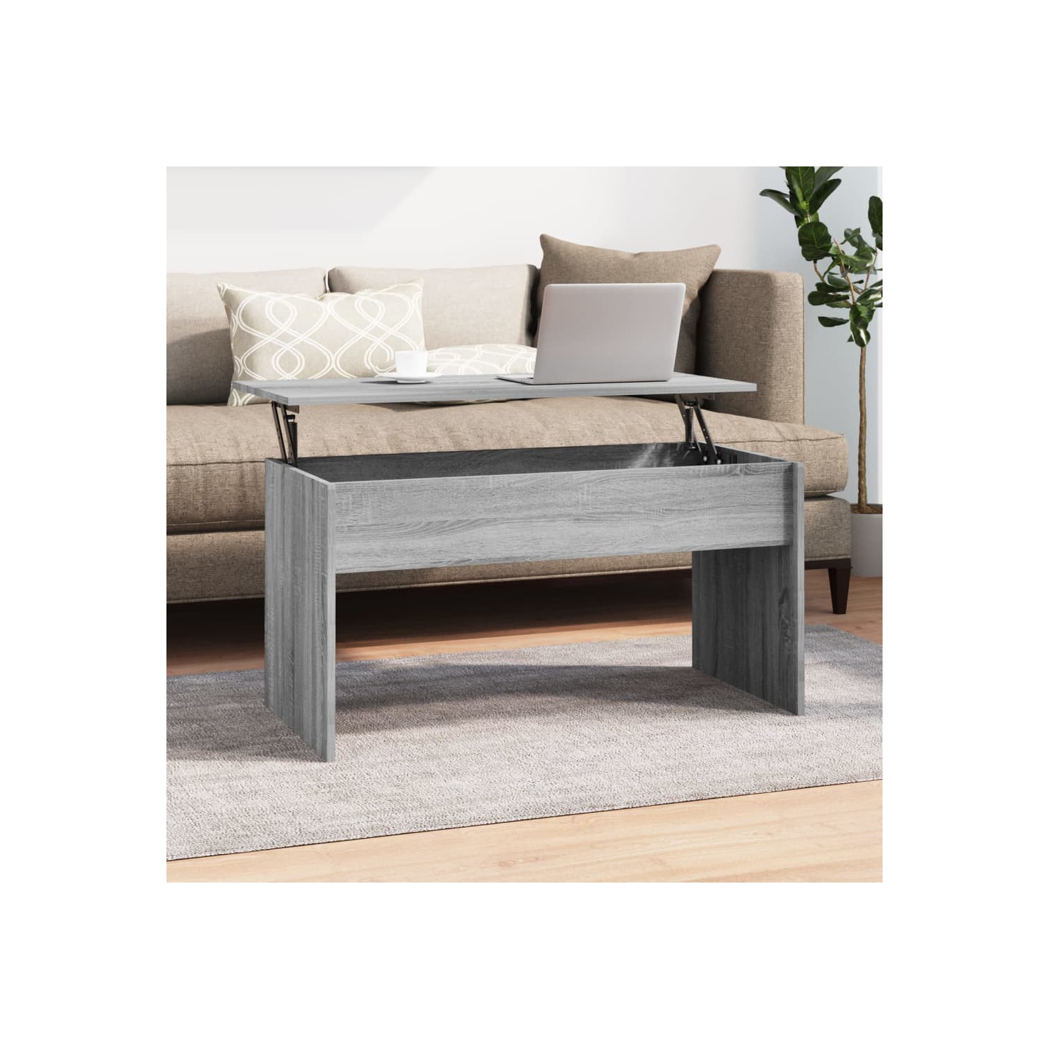 Table à café VisdaXL en bois d'ingénierie gris Sonoma 102x50.5x52,5 cm