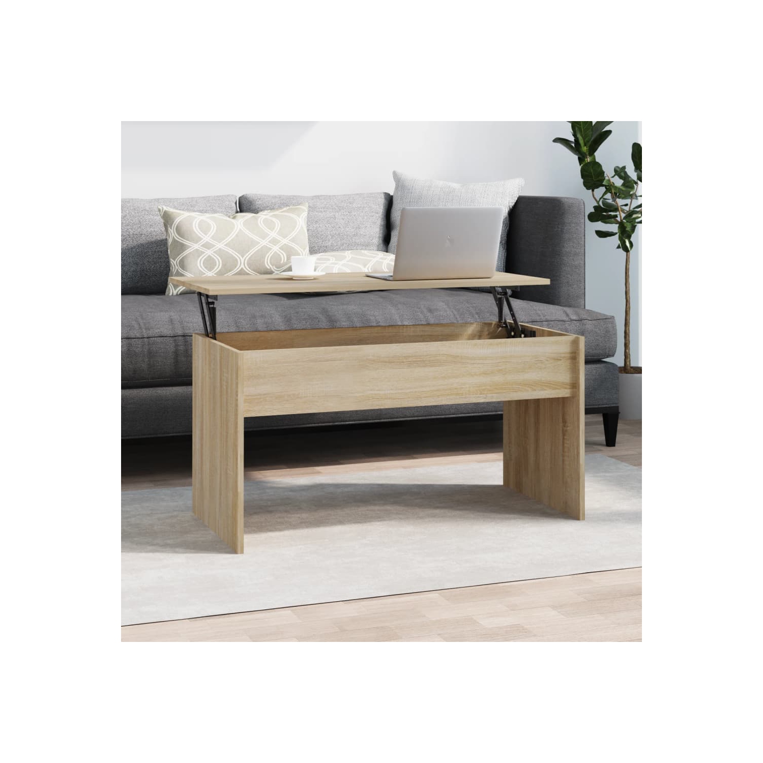 Table basse vidaXL chêne de Sonoma 102x50.5x52,5&nbsp;cm bois d'ingénierie