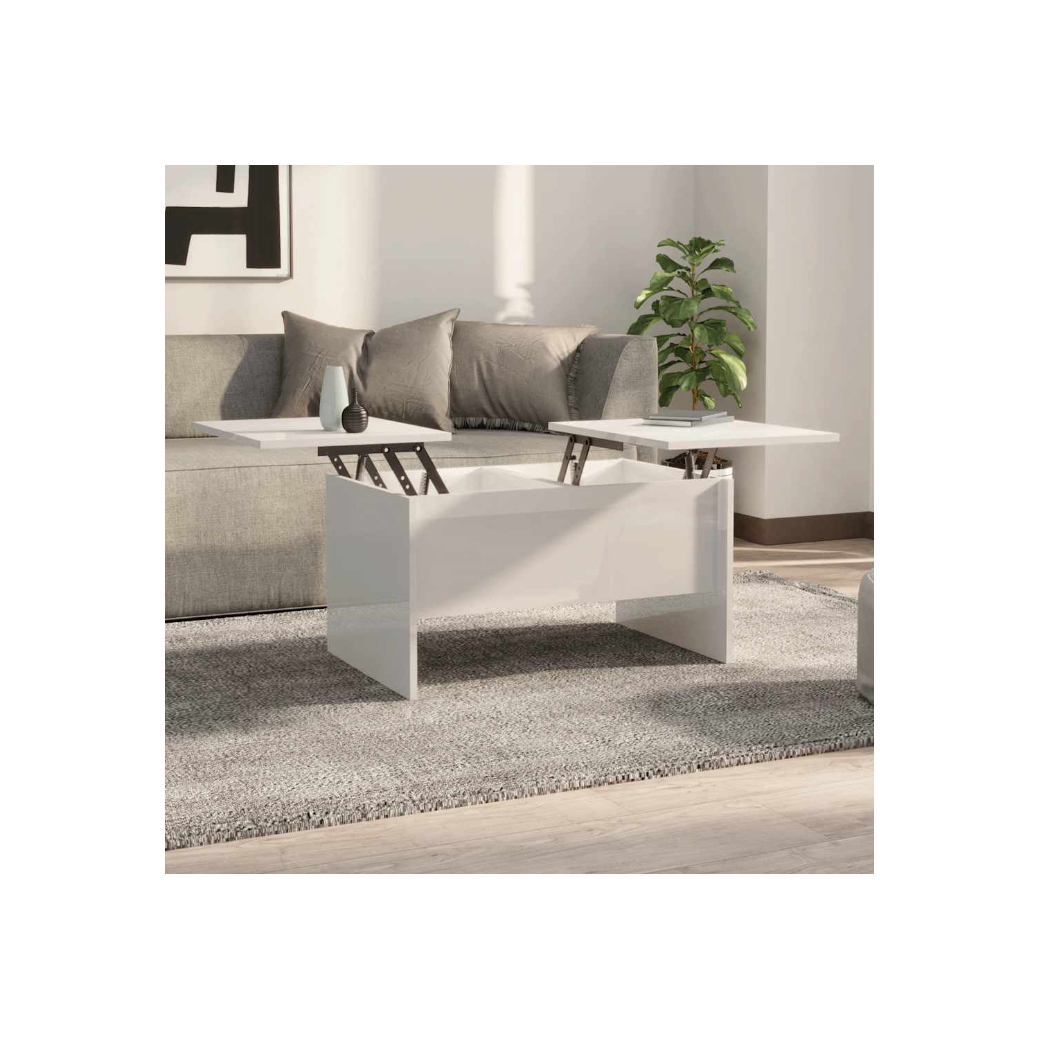 vidaXL Coffee Table High Gloss White 80x50x42.5 cm Engineered Wood
