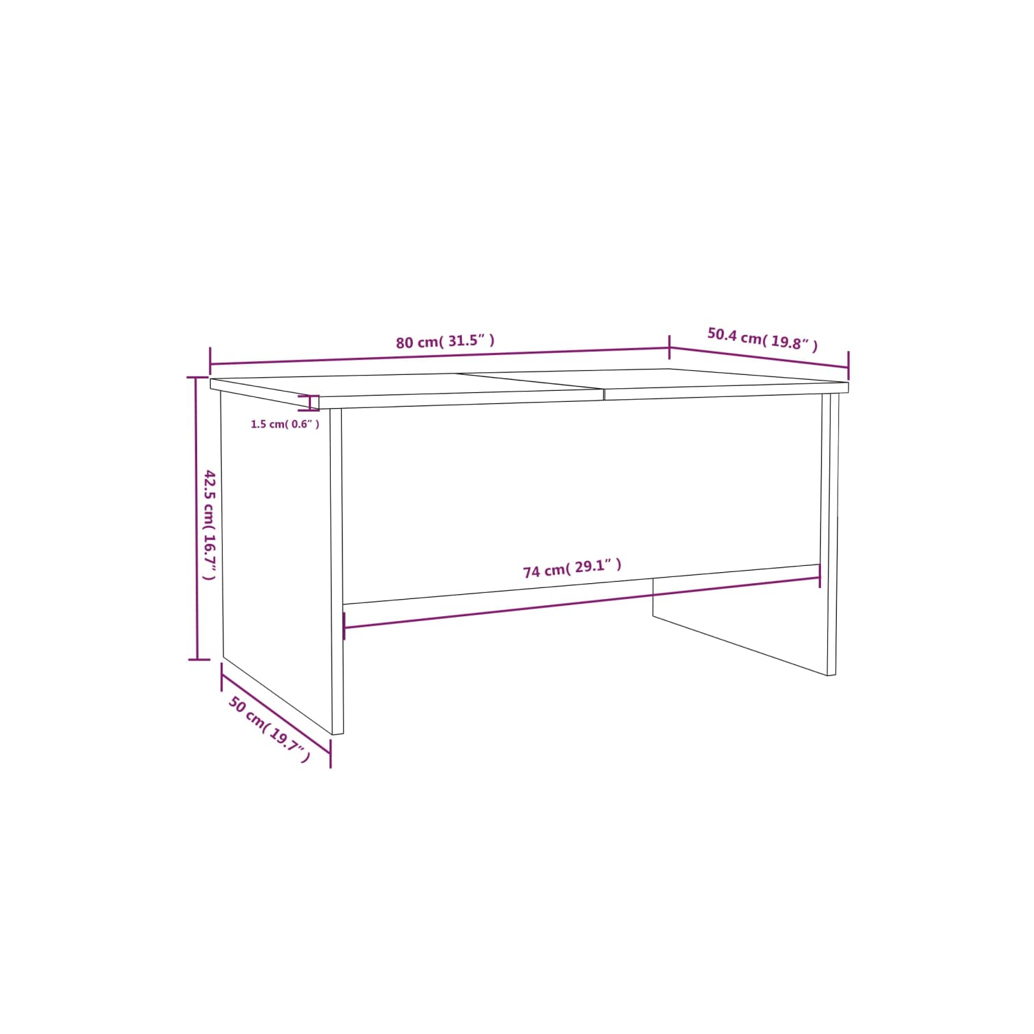 vidaXL Coffee Table High Gloss White 80x50x42.5 cm Engineered Wood