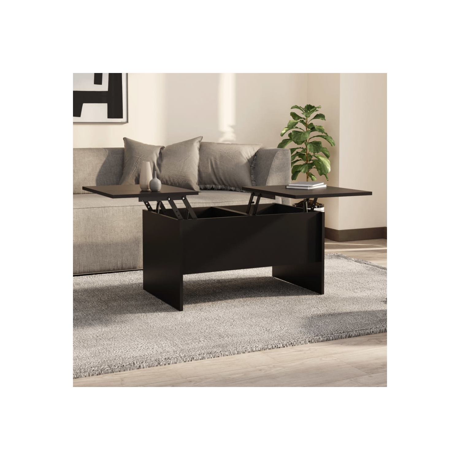 vidaXL Coffee Table Black 80x50x42.5 cm Engineered Wood