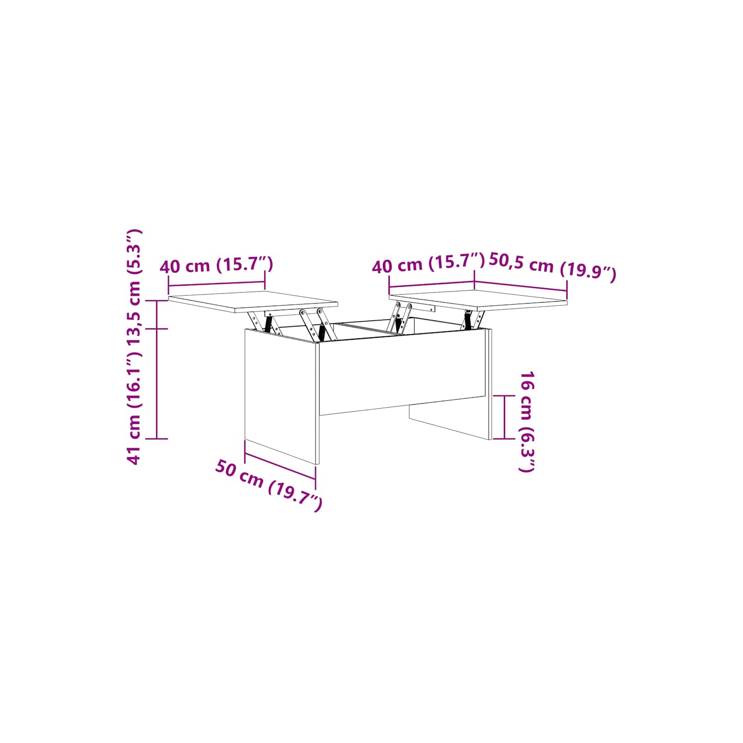 vidaXL Coffee Table Black 80x50x42.5 cm Engineered Wood