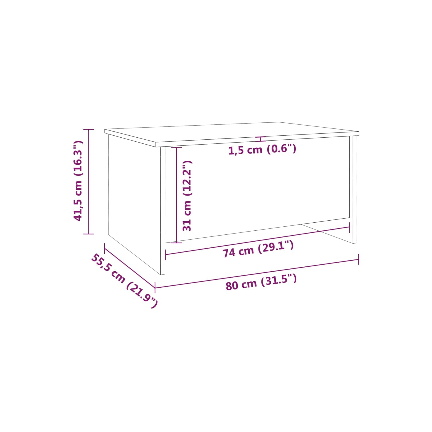 vidaXL Coffee Table White 80x55.5x41.5 cm Engineered Wood